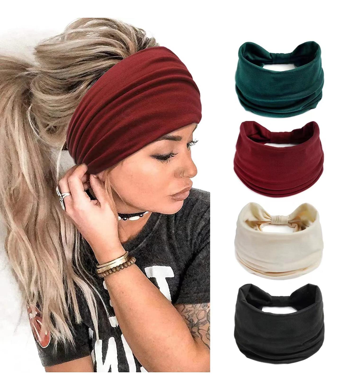 Kavya Wide Headbands for Women - Set of 6 Soft Knotted Elastic Hair Bands | Yoga & Fashion Hair Accessories for Ladies - Buy Online on GoSupps.com