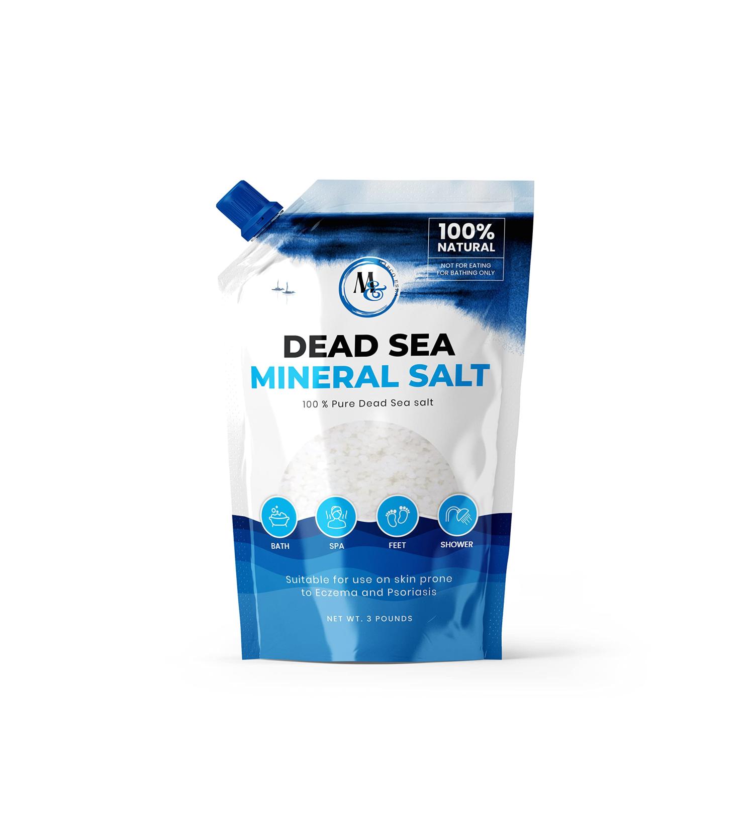 Marco Esra Dead Sea Salt   Dead Sea Mineral Salt for Bath  Spa  Shower   Pure and Natural Bath Salt for Foot Soak  Inflammation  Skin Care   Unscented Fine Salt Mined from Dead Sea (4 lb) 4 Pound