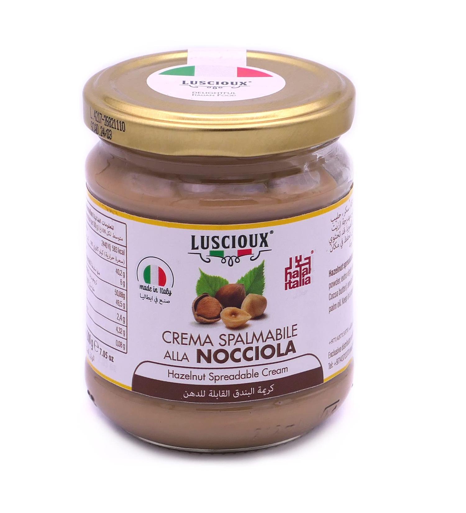 LUSCIOUX Sicilian Hazelnut Spread Cream with 45% Hazelnut | Basic Vase 200g