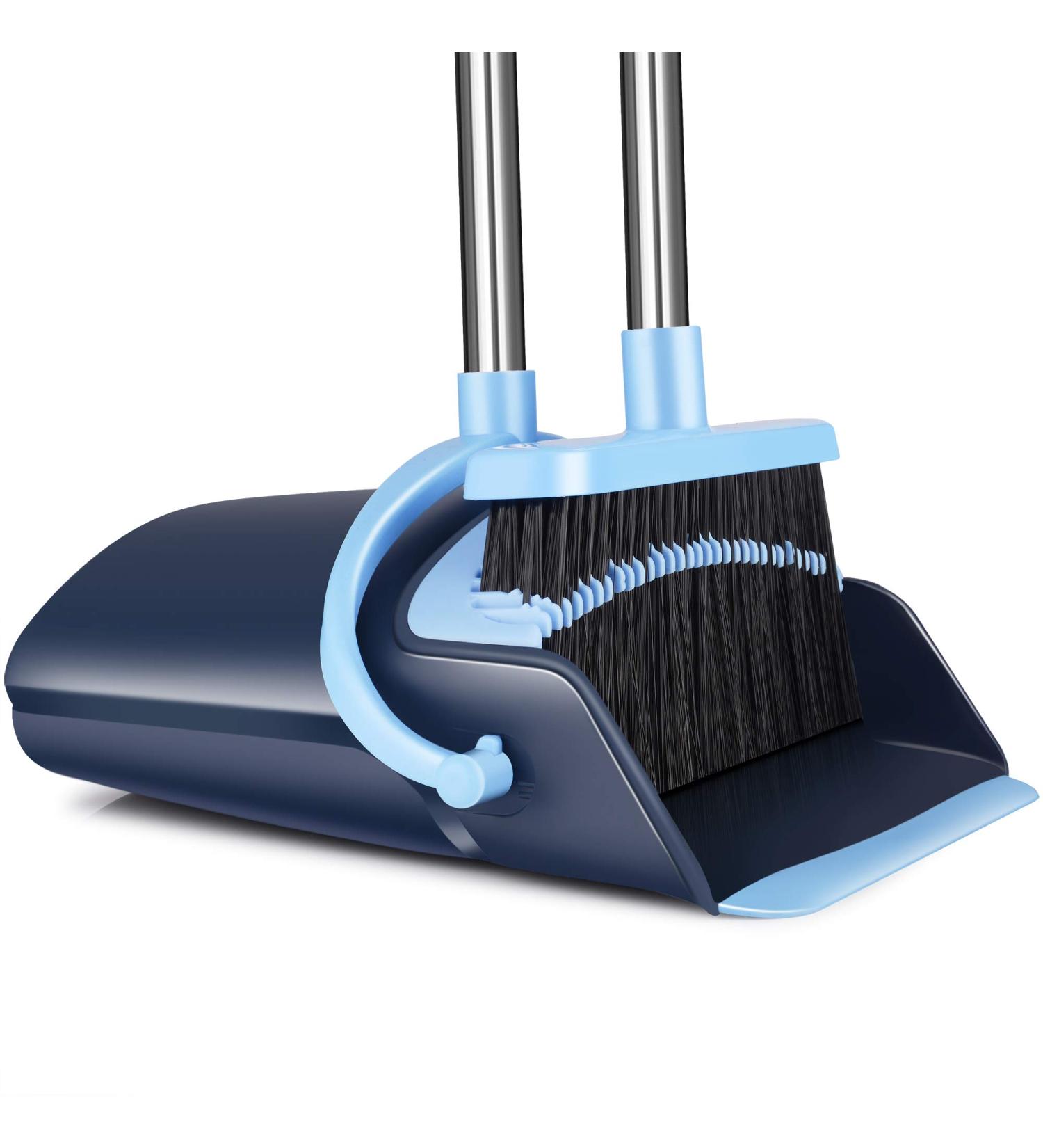 Broom and Dustpan Set 2022 - Heavy Duty 3ft Angle Broom for Indoor/Outdoor Cleaning - Long Handle Sweep Combo for Pet Hair, Garden, Kitchen - Blue - Buy Online on GoSupps.com