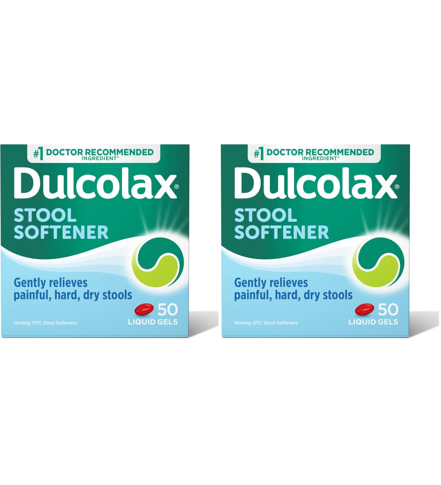 Dulcolax Stool Softener Laxative Liquid Gel Capsules (50ct) Gentle Relief Docusate Sodium 100mg (Pack of 2) 50 Count (Pack of 2) - Buy Online on GoSupps.com