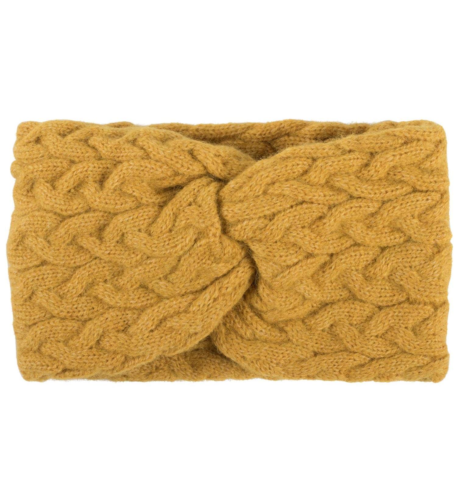 Stylbreaker Ladies Knit Headband - Warm Cable Pattern Twist Knot Hairband in Curry - Ideal Winter Accessory for Women - Buy Online on GoSupps.com