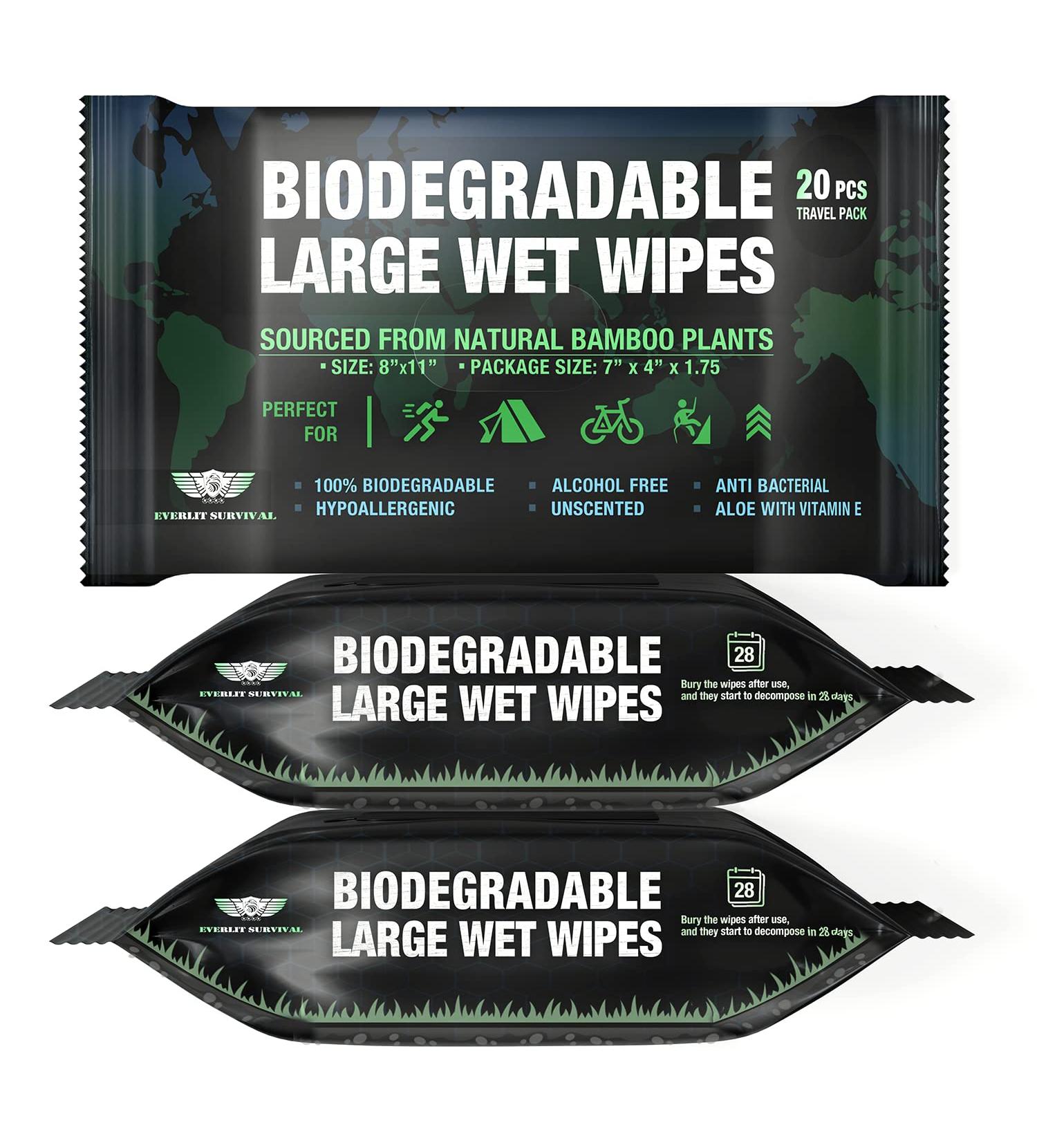 Biodegradable Body Shower Wipes for Adults - 60 Large Thick Wipes for Camping, Travel, and Gym - Buy Online on GoSupps.com