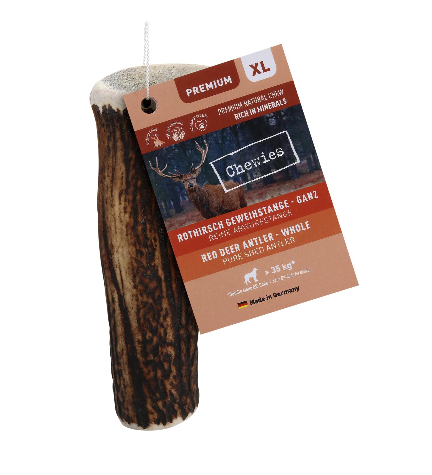 Chewies XL Deer Antler Chews for Dogs - Natural Healthy Snack - 60g | Premium Chewing Rod from Red Deer - Buy Online on GoSupps.com