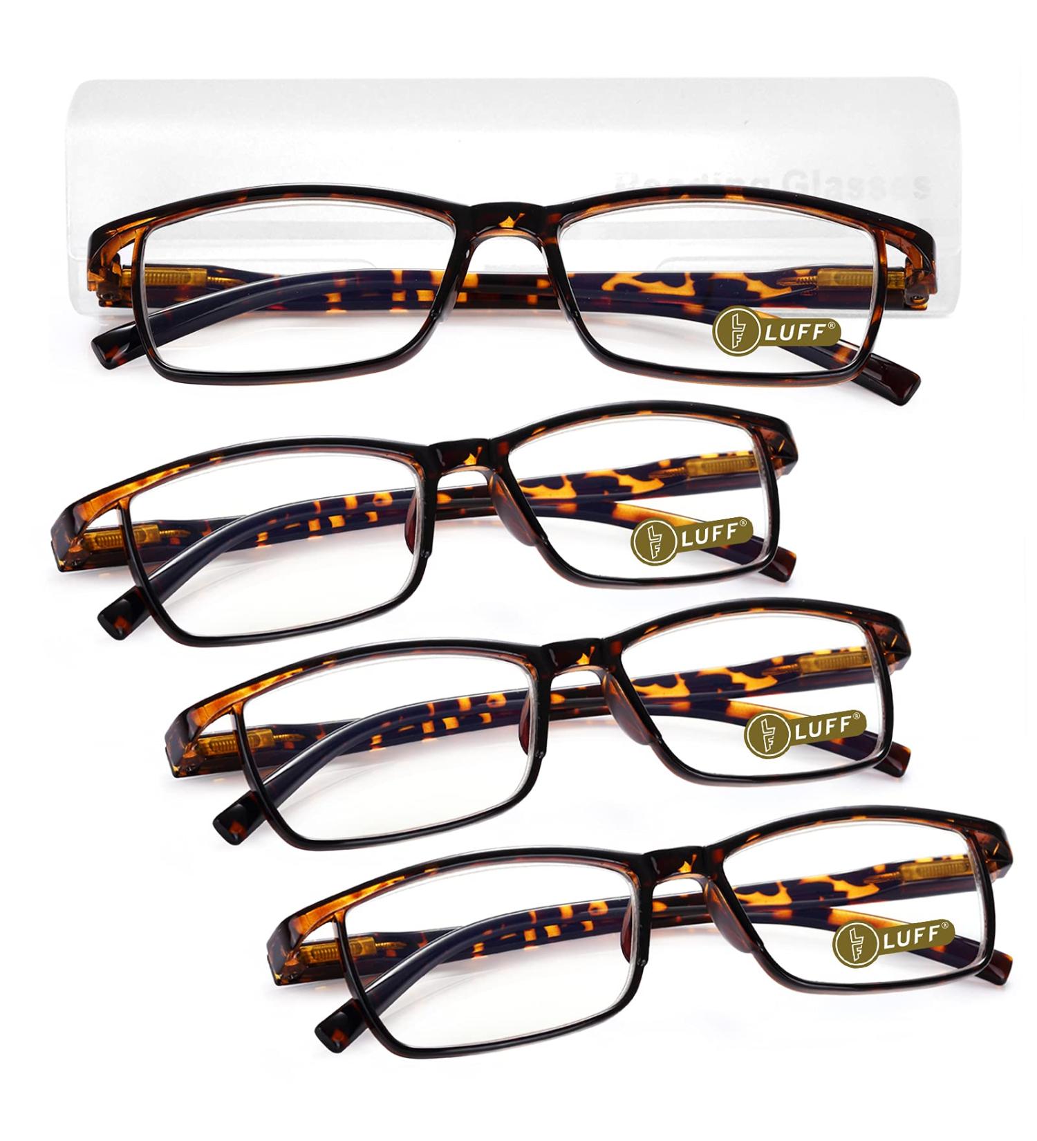 LUFF 4Pcs Anti-Blue Ray Reading Glasses - Portable Ultralight 2.0X Leopard Readers for Eye Protection - Buy Online on GoSupps.com