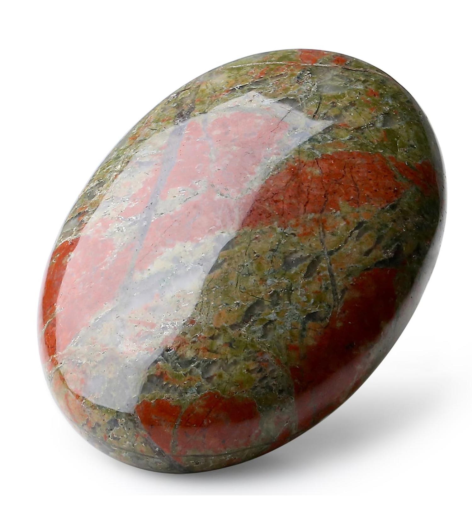 MAIBAOTA 2.4" Unakite Healing Crystal Gemstones Pocket Polished Gifts Oval Shape Reiki Spiritual Energy Nature Crystals for Women Men Relief Balancing Stress Divination Meditation - Buy Online on GoSupps.com