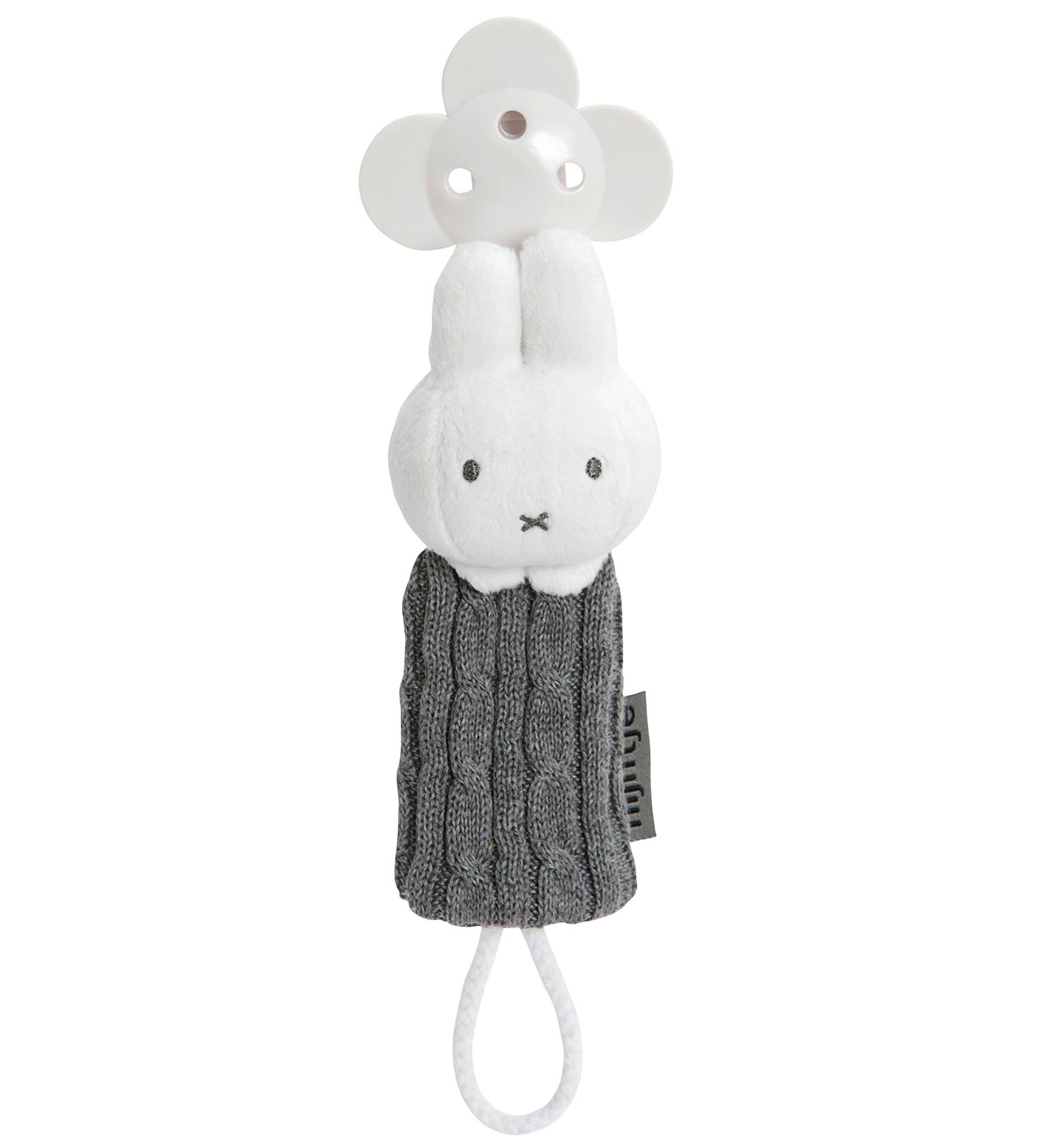 Nijntje NIJN1085 Pacifier chain Miffy grey knitted
