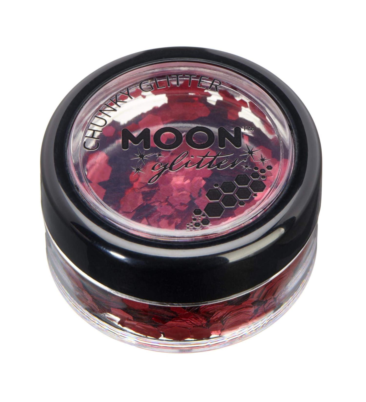 Moon Glitter Classic Chunky Red Glitter - Cosmetic Festival Makeup for Face, Body, Nails, Hair & Lips - 3g - Buy Online on GoSupps.com