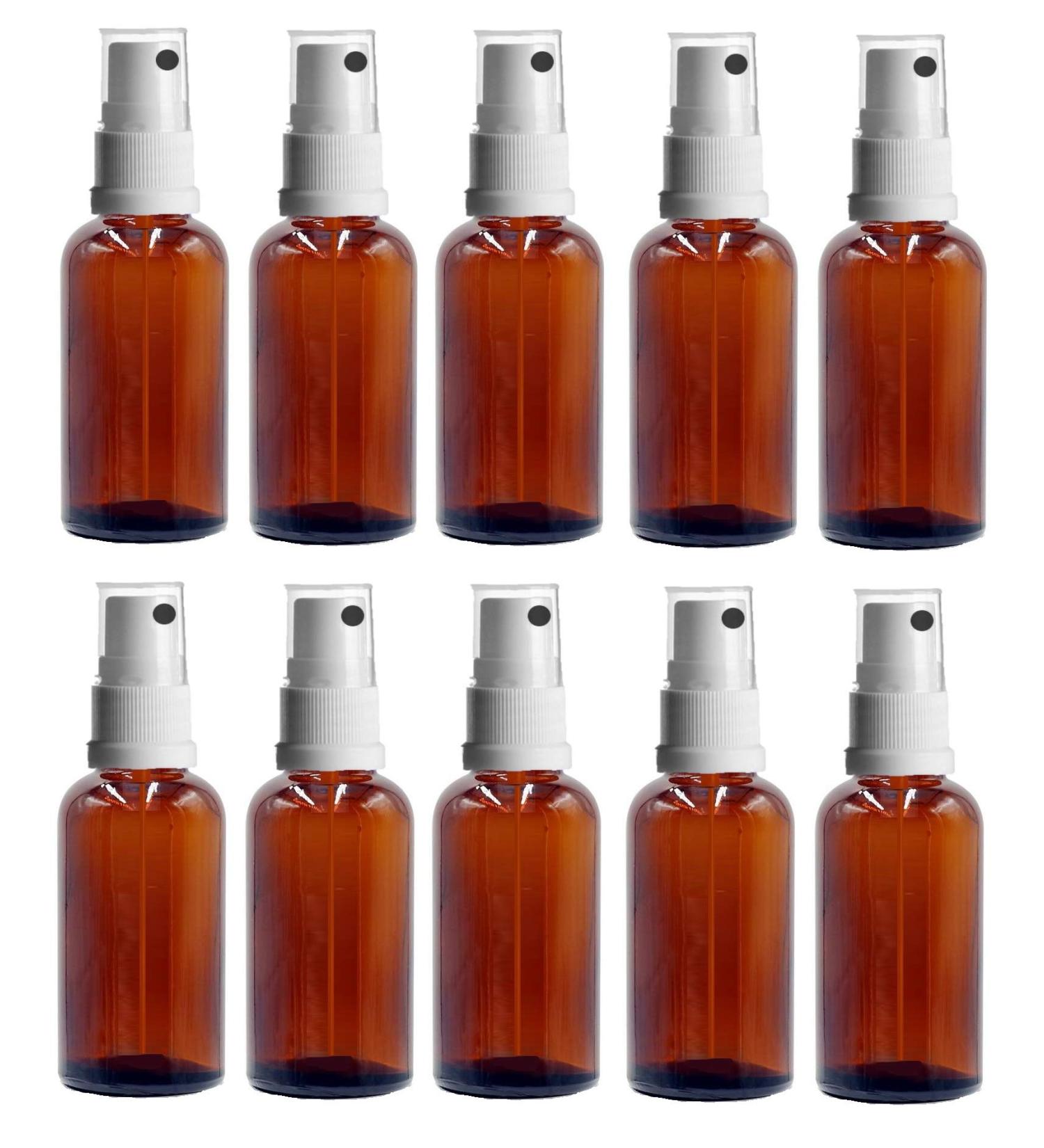 Buy 10x 30ml Brown Glass Spray Bottles with Pump Atomizer & Protective Caps - Ideal for Travel & Cosmetic Use - Buy Online on GoSupps.com