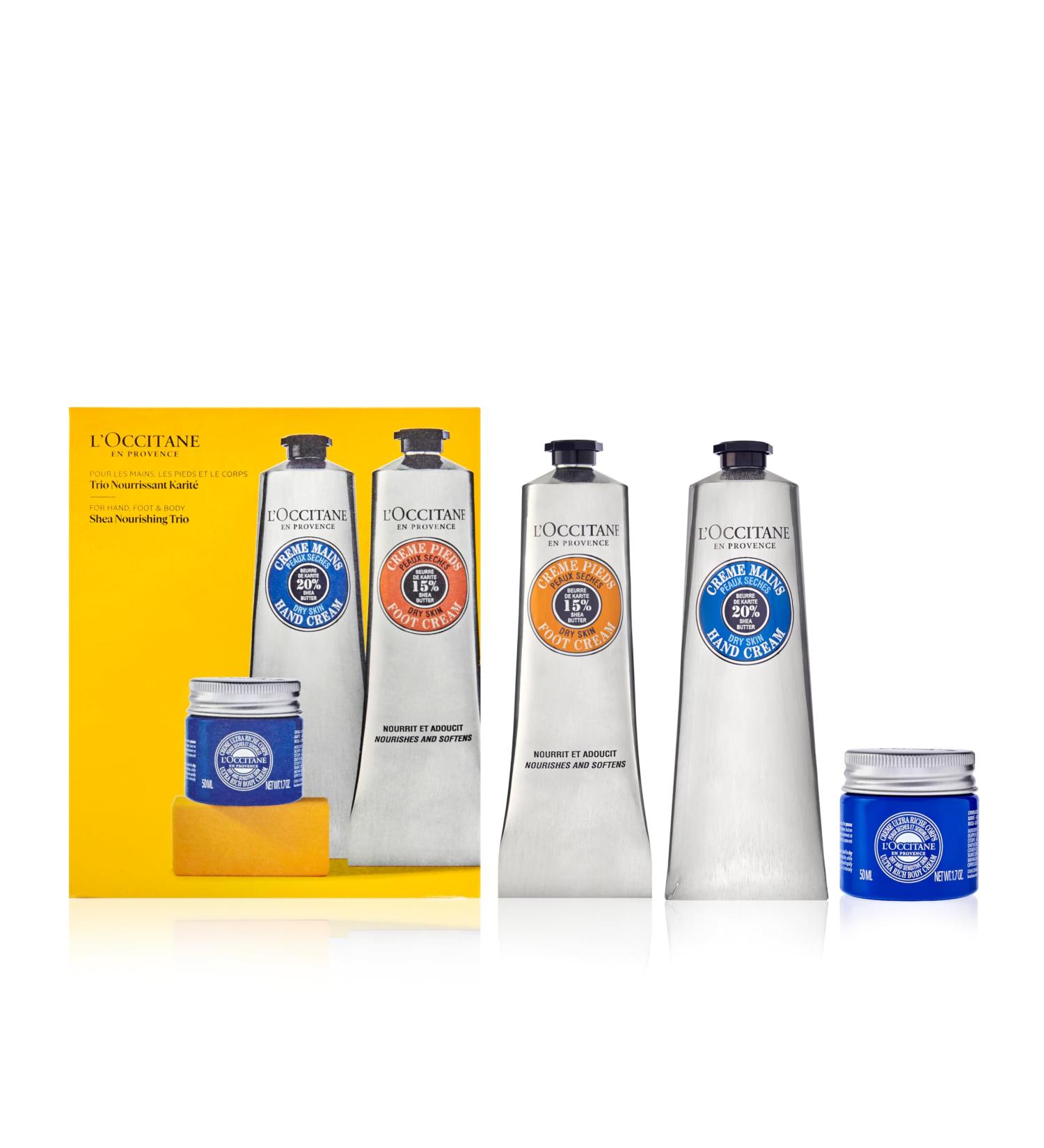 L'Occitane Shea Nourish Me Trio | Nourishing Hand Foot & Body Cream Gift Set - Ultra Rich Shea Butter Care - Buy Online on GoSupps.com