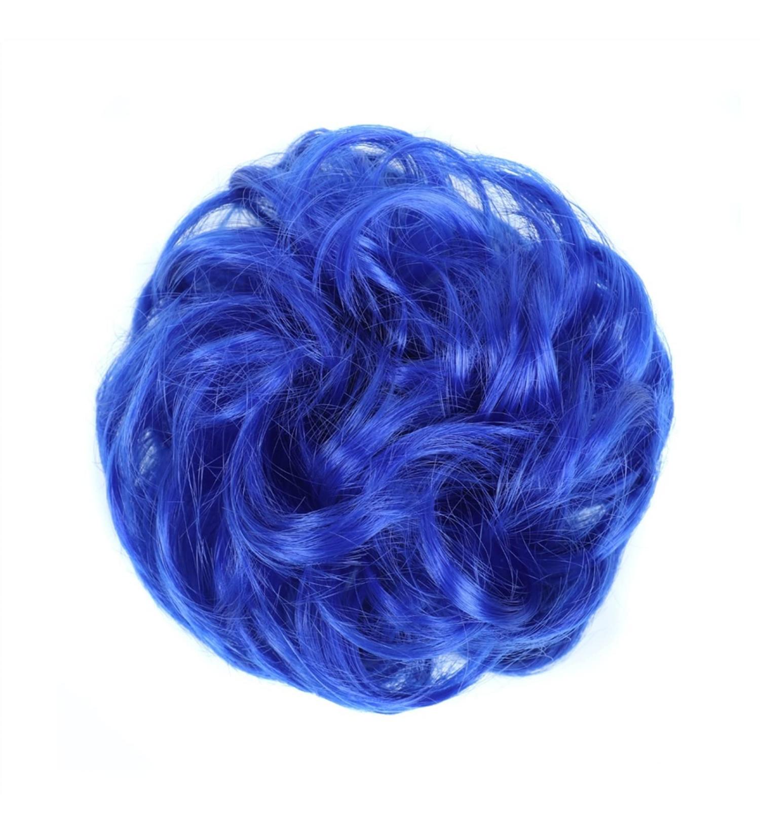 Hair Chignon Synthetic Bun Curly Messy Bun Donut Bun With Elastic Rubber Band Bun for Women Ponytail Extension Hair Bun Messy Bun Hair Piece (Color : Blue) - Buy Online on GoSupps.com