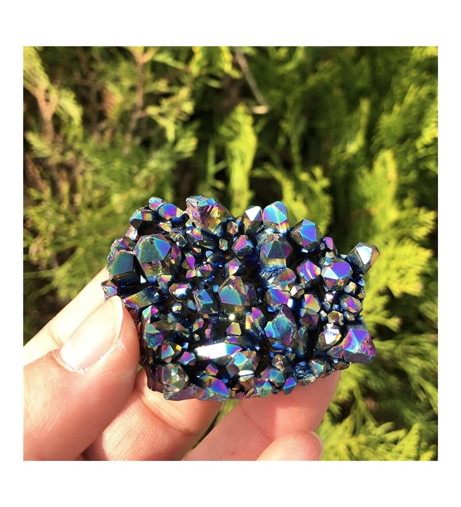 Natural Crystal Rough 1pcs Natural Beauty of Electroplated Crystal Cluster Quartz Stone Flower Crafts - Buy Online on GoSupps.com