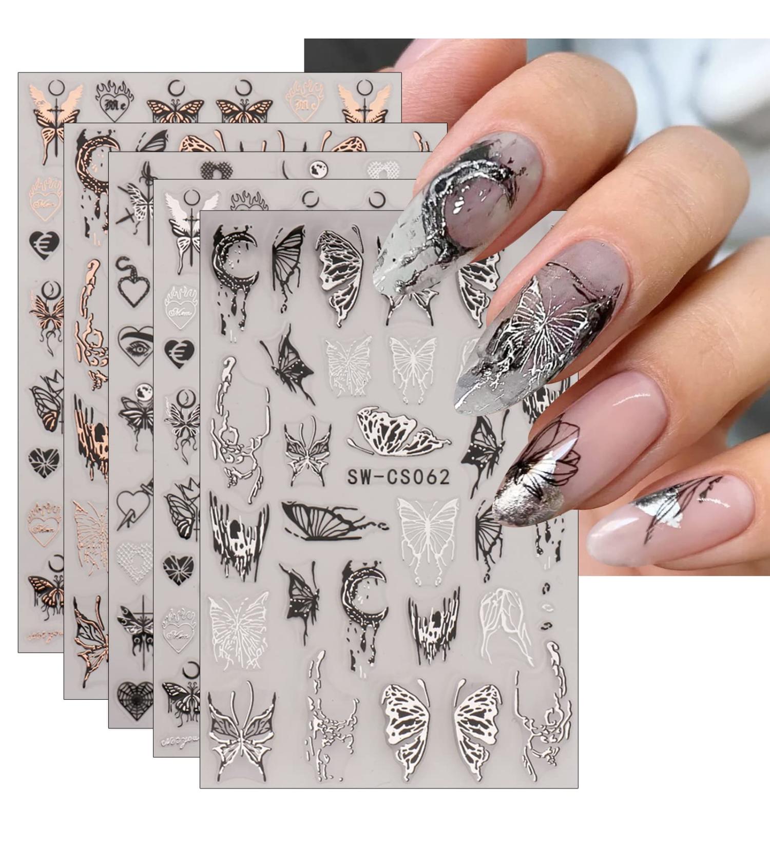 JMEOWIO 9 Sheets Butterfly Nail Art Stickers Decals Self-Adhesive Moon Nail Supplies Nail Art Design Decoration Accessories - Buy Online on GoSupps.com