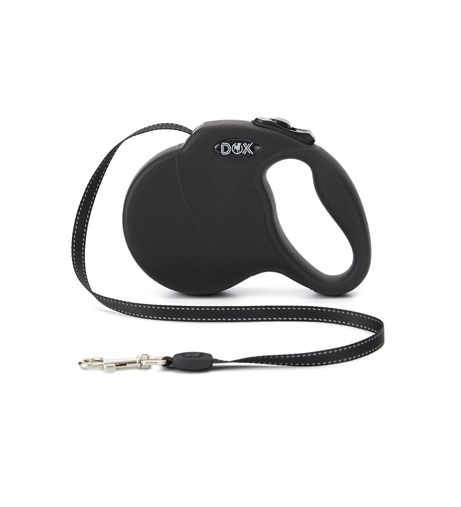 Ddoxx Reflective Nylon Dog Leash - Bite-Proof Roller Leash with Lock System | XS 3m for Dogs Up to 8kg - Black - Buy Online on GoSupps.com