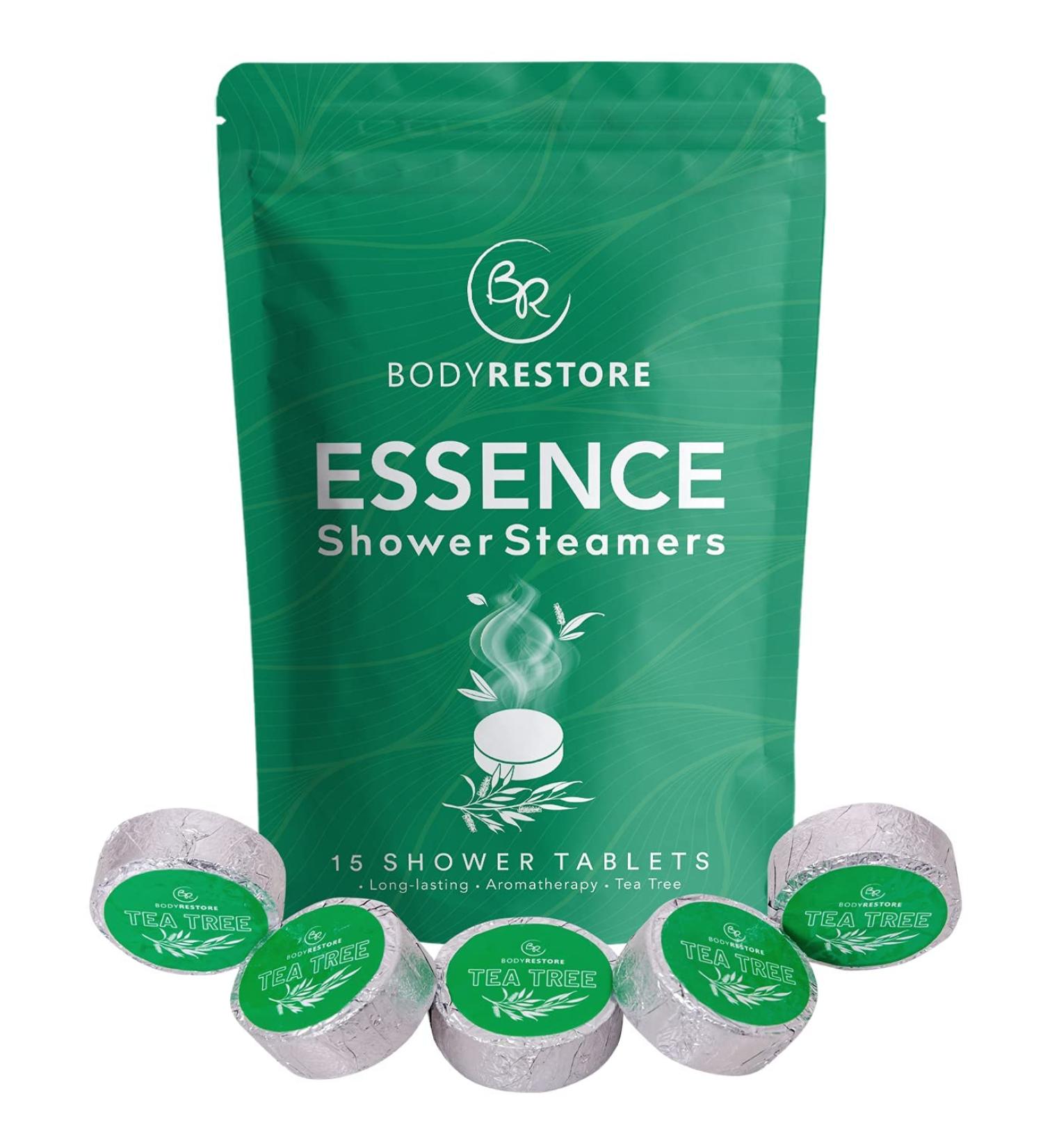 BodyRestore Aromatherapy Shower Steamers - 15 Pack Tea Tree Oil Shower Bombs for Stress Relief and Relaxation - Bath Gifts for Women and Men - Buy Online on GoSupps.com