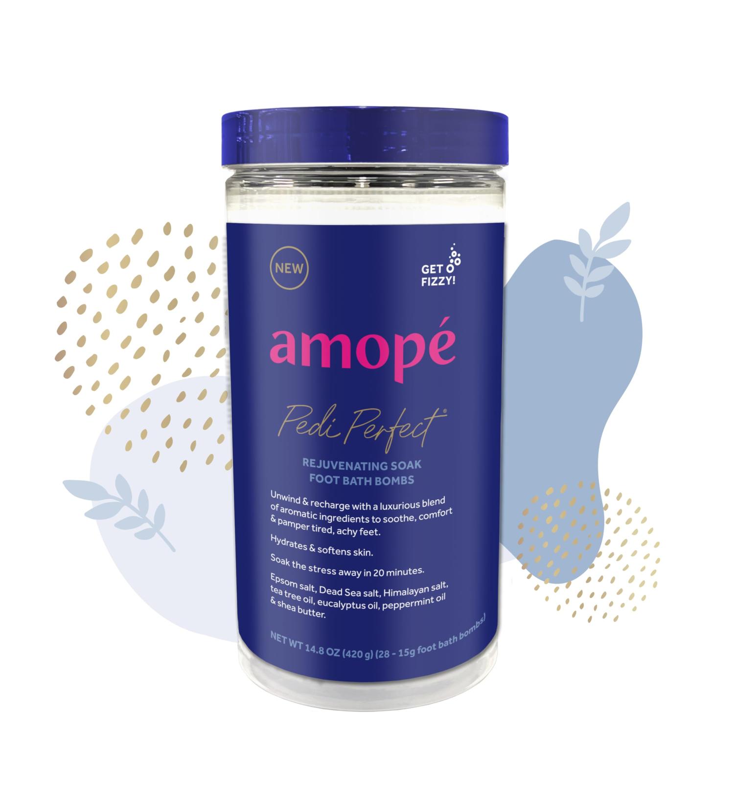 Amop Pedi Perfect Foot Soak Bath Bombs - 28 ct | Relaxing Fizzies with Epsom Dead Sea & Himalayan Salt Tea Tree Oil & Shea Butter for Tired Feet - Buy Online on GoSupps.com