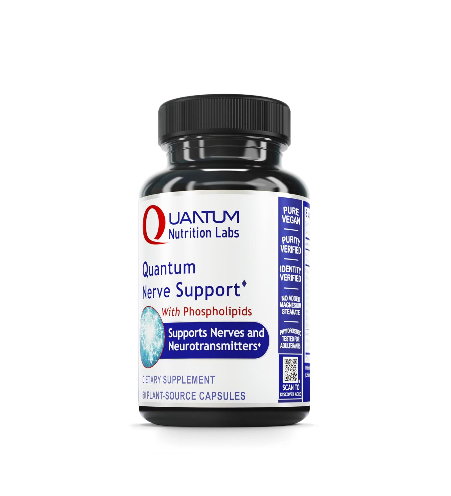 Quantum Nutrition Labs Nerve Support - Nerve Health Supplements Brain Supplements Nootropic with Rhodiola Rosea Brain & Nerve Health - 60 Vegetarian Capsules - Buy Online on GoSupps.com