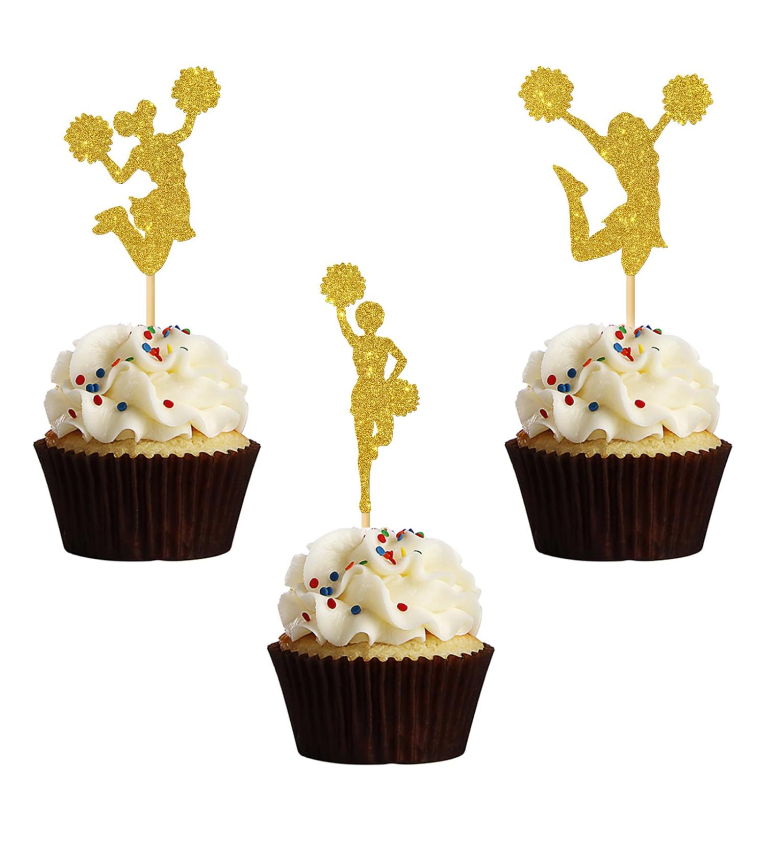 MonMon & Craft Cheerleading Cupcake Toppers/Gymnastics Dacing Ballet Cupcake Decor/Baby Shower/Girls Birthday Party Cupcake Decorations - 24 Pcs Glitter - Buy Online on GoSupps.com