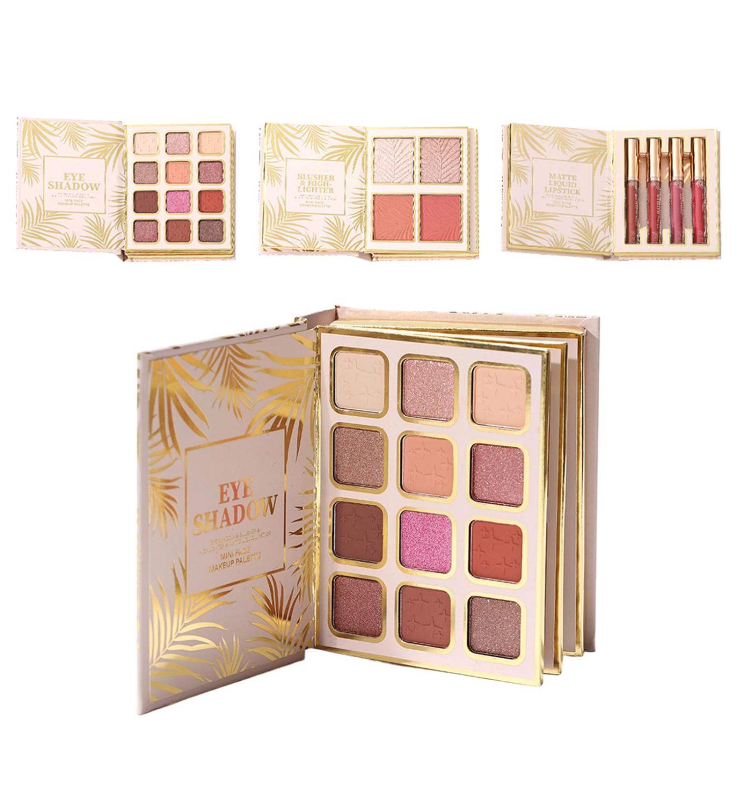 Palette de maquillage paillet e | 12 couleurs d'ombres paupi res | Style livre avec 4 fards joues et 4 velours pour femmes et filles pour les voyages la beaut les f tes l'utilisation - Buy Online on GoSupps.com