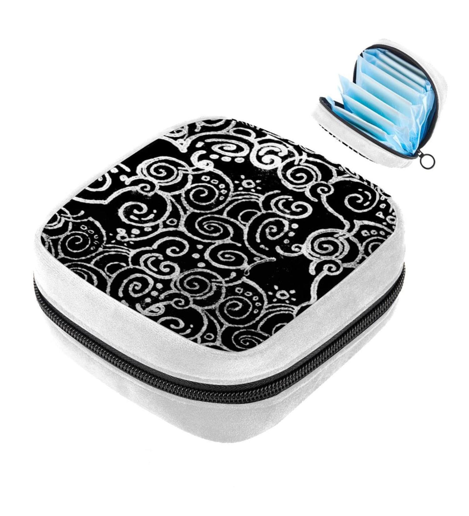 GIAPB Sanitary Napkin Storage Bag | Period Tampon Makeup Pad Pouch Vintage White Circles Lines Color5149 - Buy Online on GoSupps.com