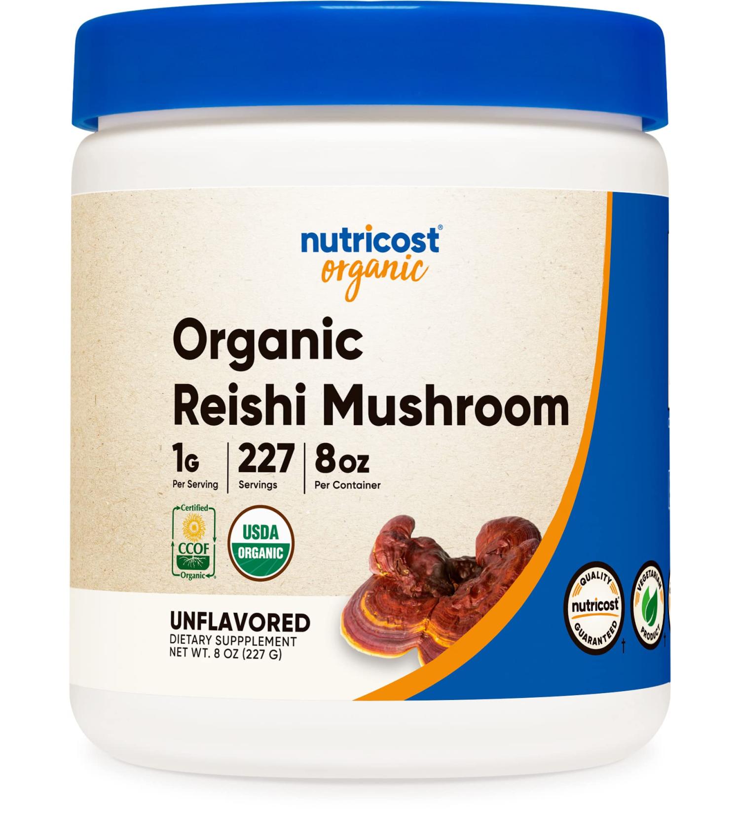Nutricost Organic Reishi Mushroom Powder 0.5LB (8oz) - USDA Certified, 100% Organic, Vegetarian, Non-GMO, Gluten-Free - Buy Online on GoSupps.com
