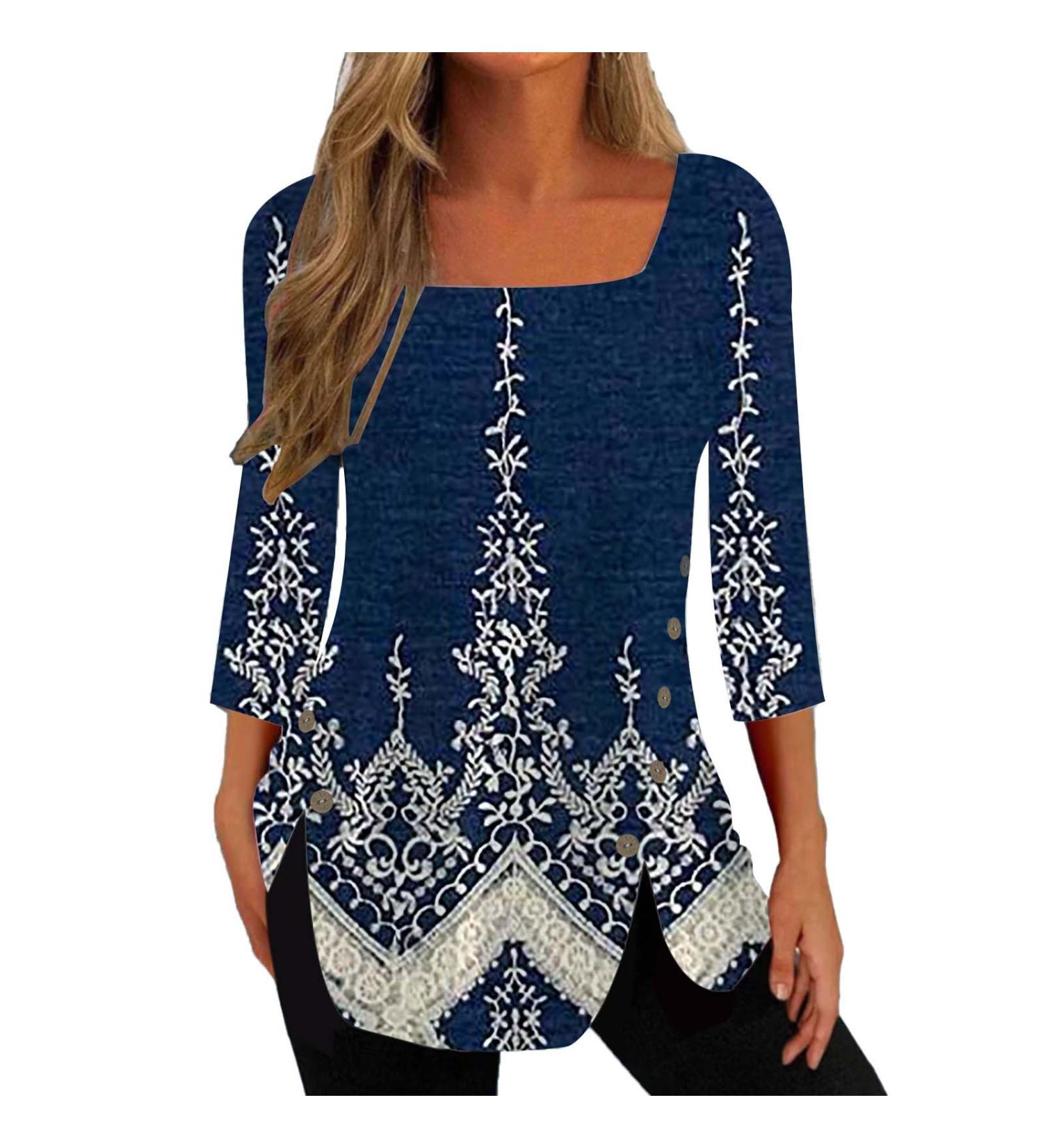 TsaChick Women's Square Neck Navy Sweatshirt | Long Sleeve Side Button Top | Black Hoodie for Women S-XXL - Buy Online on GoSupps.com