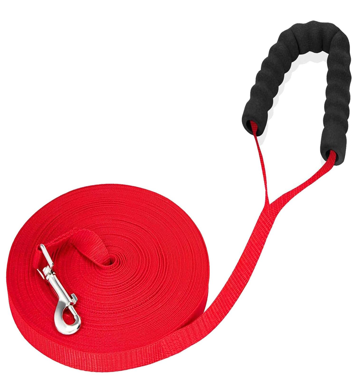 20m Track Leash for Dogs - Runeay Drag Line with Padded Handle for Training & Walking | Durable Leash for Small & Large Dogs - Red - Buy Online on GoSupps.com