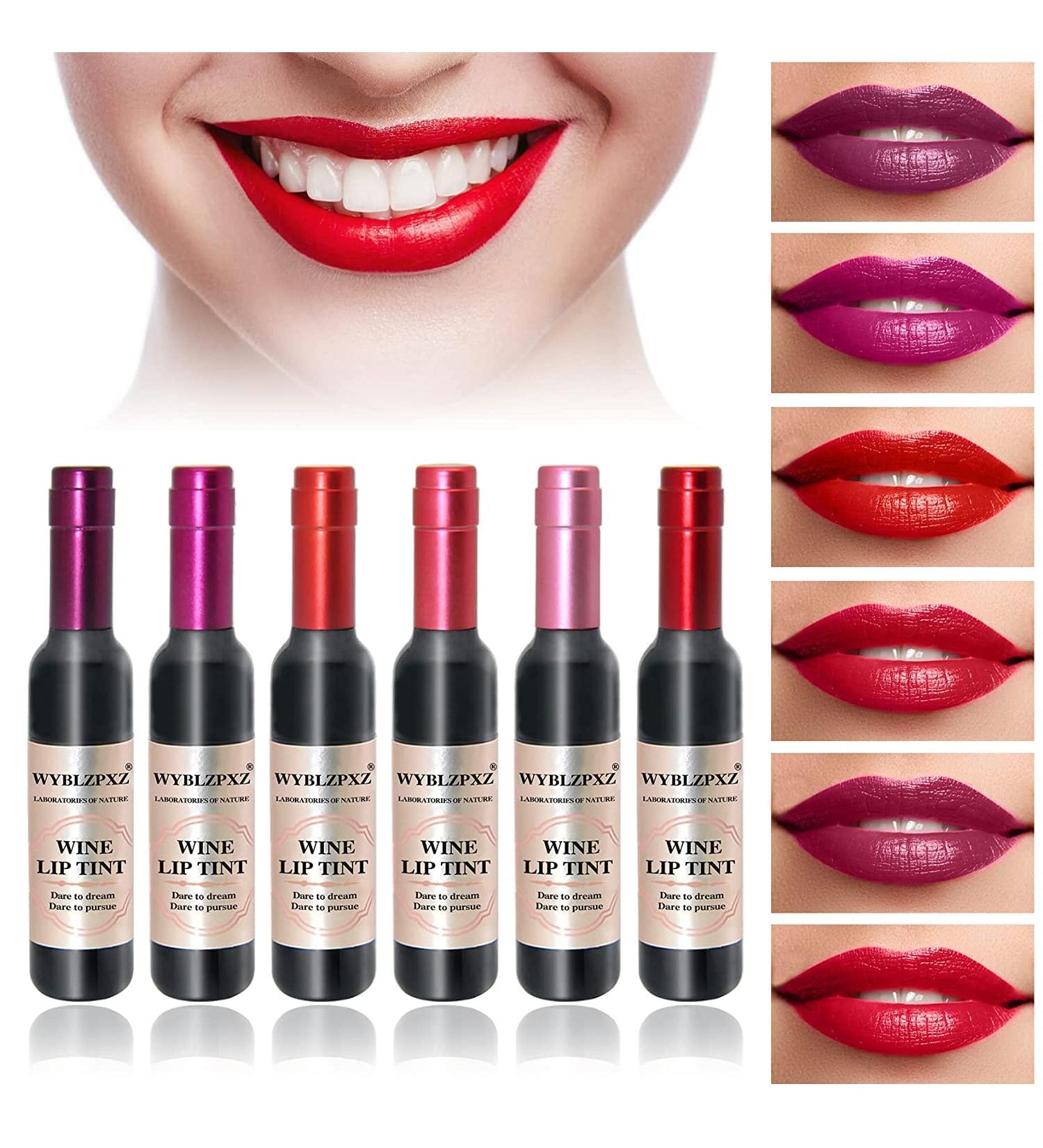 6 Colors Wine Lip Tint Liquid Wine Lipstick Wine Tint Lip Stain Matte Long Lasting Waterproof Lip Gloss Set for Creating Natural Moisturizing Lip Makeup 6pa - Buy Online on GoSupps.com
