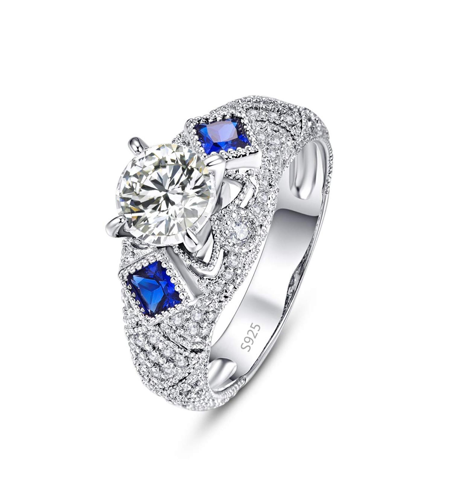 925 Sterling Silver High Polish Round Cut Simulated White Topaz Mystic Wedding Ring - Size 8 US - Perfect Mother s Day Gift - Buy Online on GoSupps.com