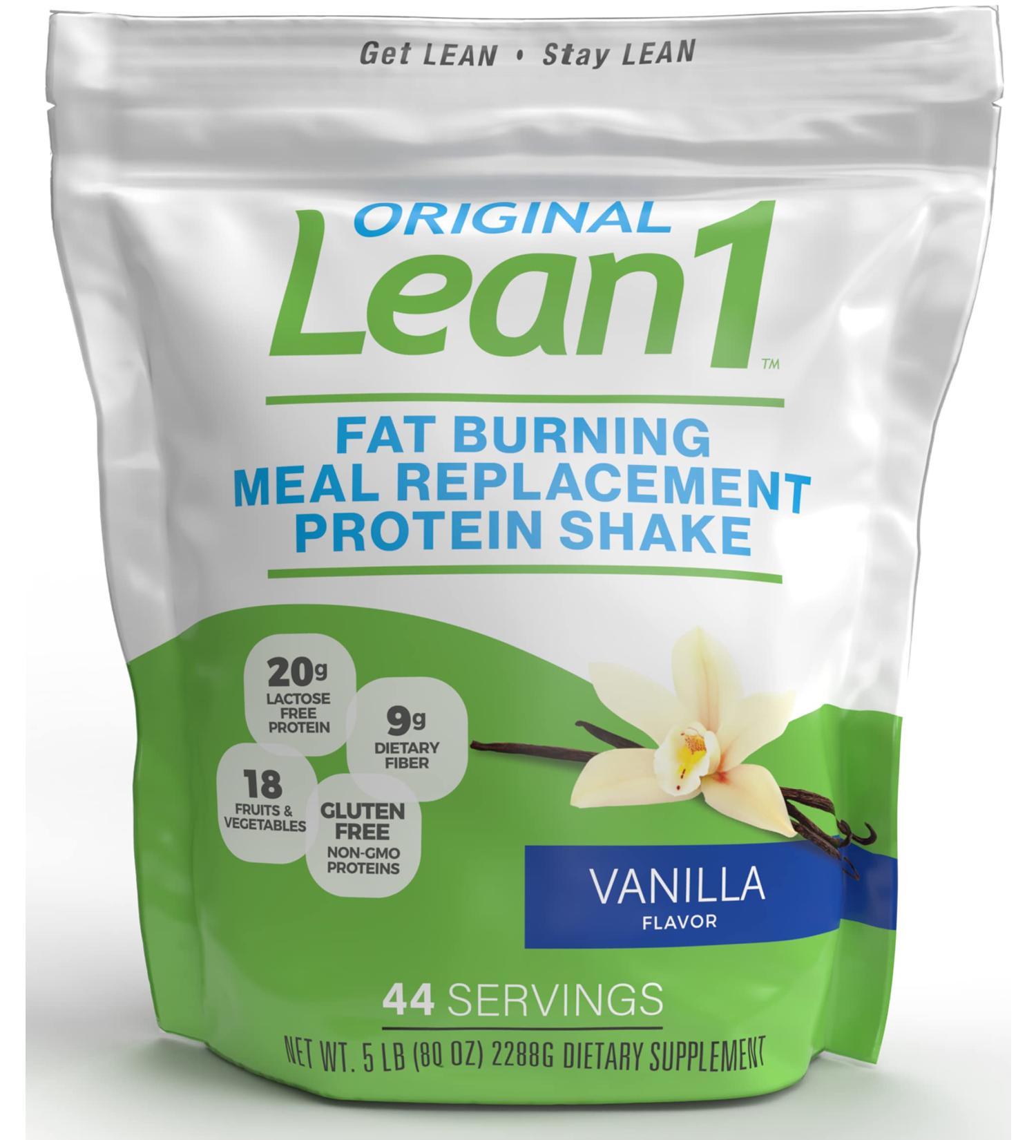 Lean1 Vanilla Meal Replacement Protein Shake 44 Servings in a 5lb Bag Vanilla 80 Ounce (Pack of 1) - Buy Online on GoSupps.com