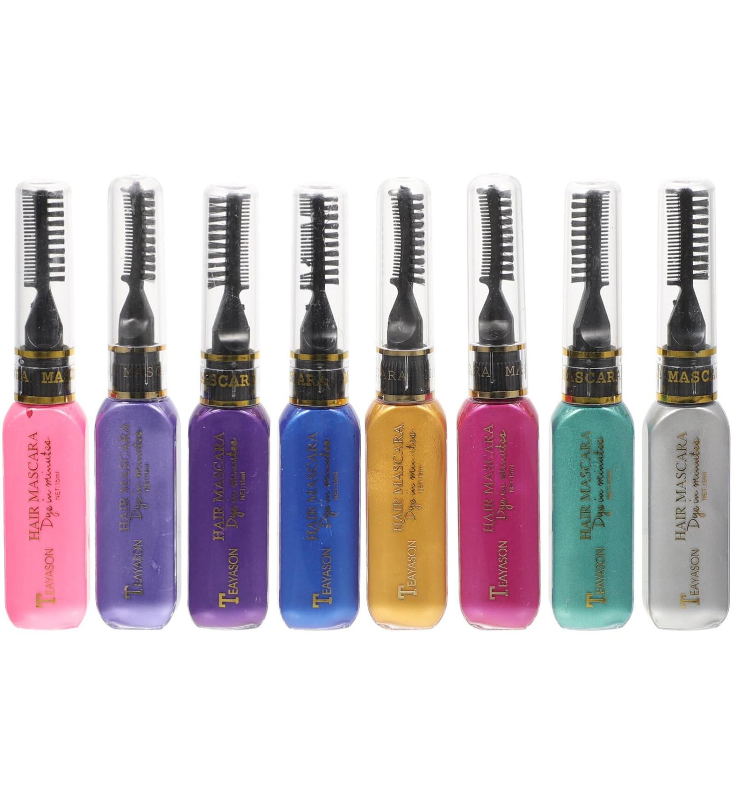 Lurrose 8 Colors Temporary Hair Chalk - Quick Drying Halloween Hair Dye Cream & Brush - Perfect Gifts for Girls & Children - Buy Online on GoSupps.com