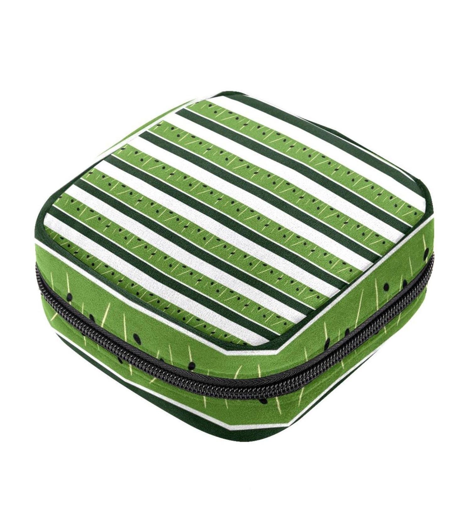 Watermelon Striped Menstruation Pad Bag with Zipper - Stylish Women's Napkin & Tampon Collection Bag - Buy Online on GoSupps.com