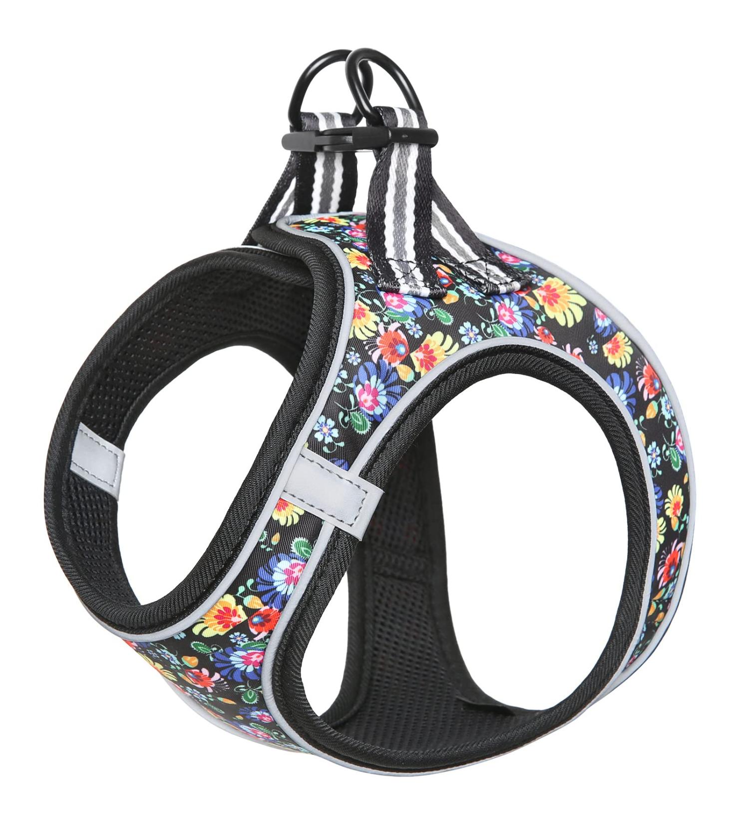 Buy Heele Dog Harness - Adjustable Reflective Soft Mesh for Small & Medium Dogs - Comfortable & Breathable - Perfect Fit in Flower Black 2XS - Buy Online on GoSupps.com