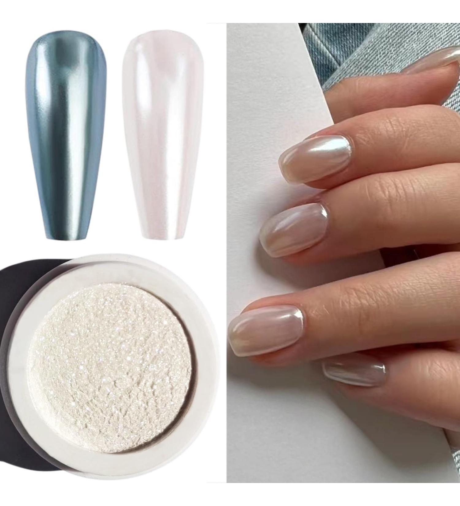 Buy Pearl White Chrome Nail Powder - Glazed Donut Effect | International Shipping Available - Buy Online on GoSupps.com