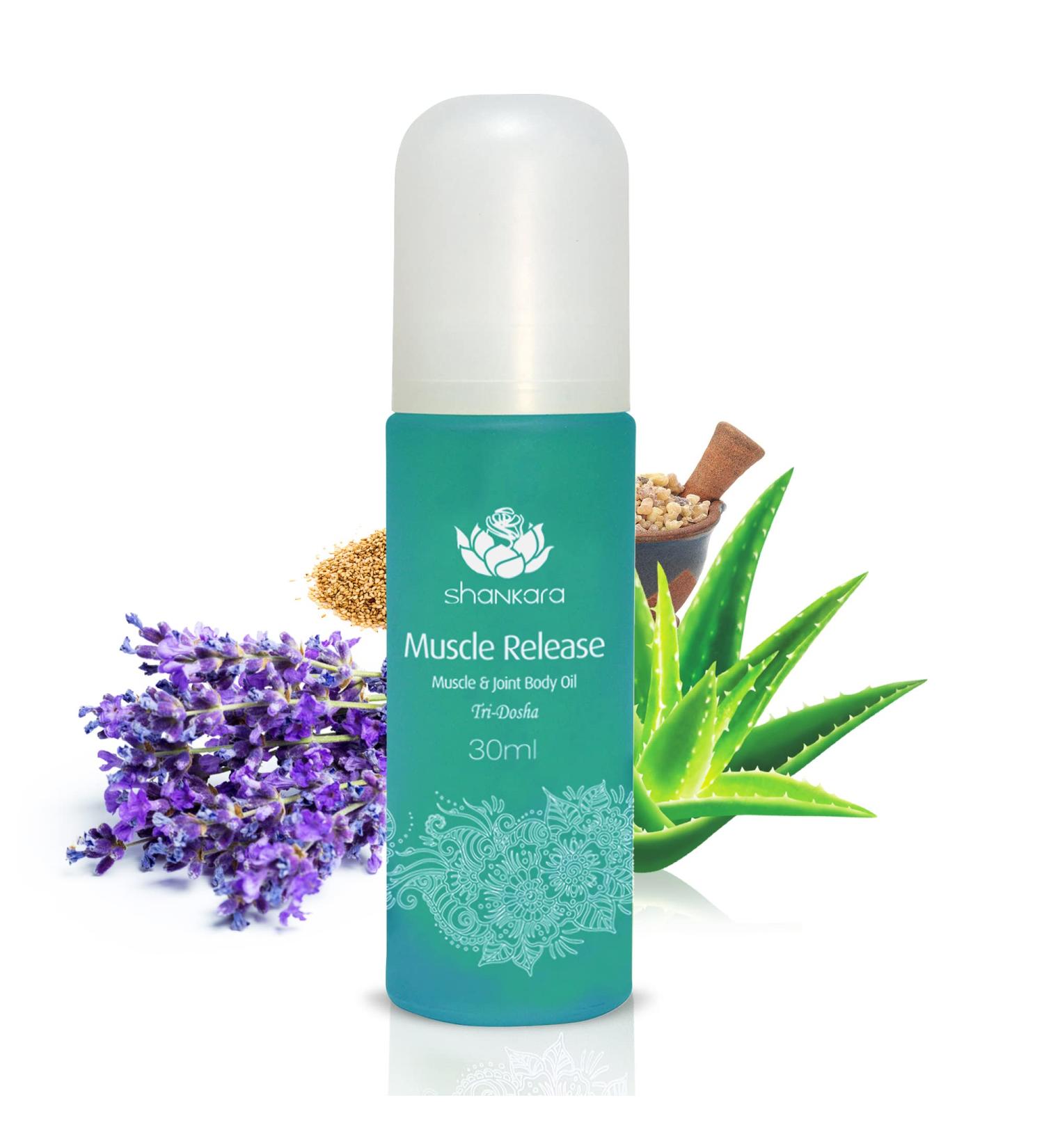 Muscle Release Body Massage Oil for Sore Lymphatic Pain Relief - with Arnica, Boswellia & Lavender - 30ml - Buy Online on GoSupps.com
