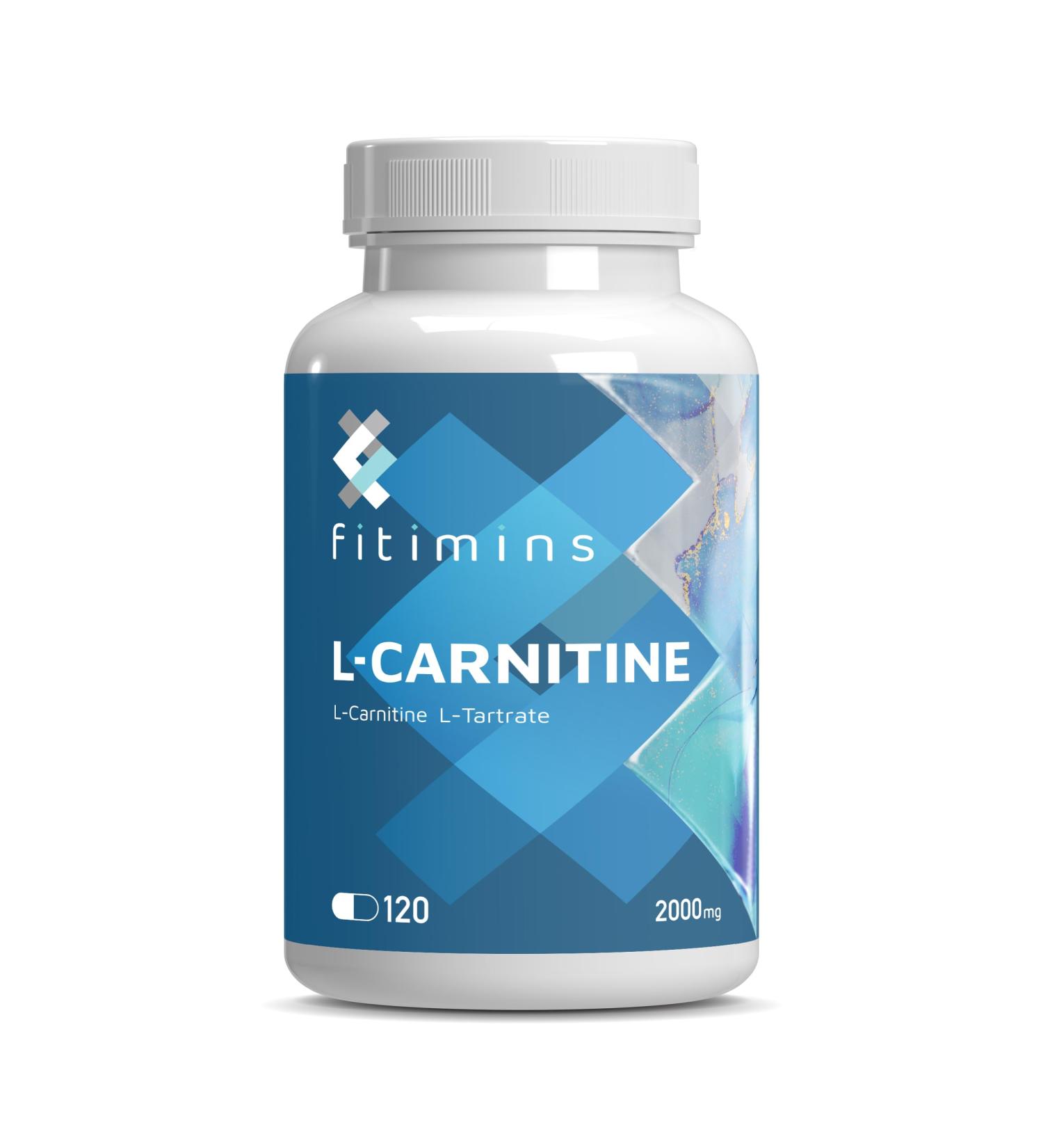 Fitimins L-Carnitine 120 Capsules | High Strength Tartrate Supplement (2000mg) | Boost Energy & Metabolism - Buy Online on GoSupps.com