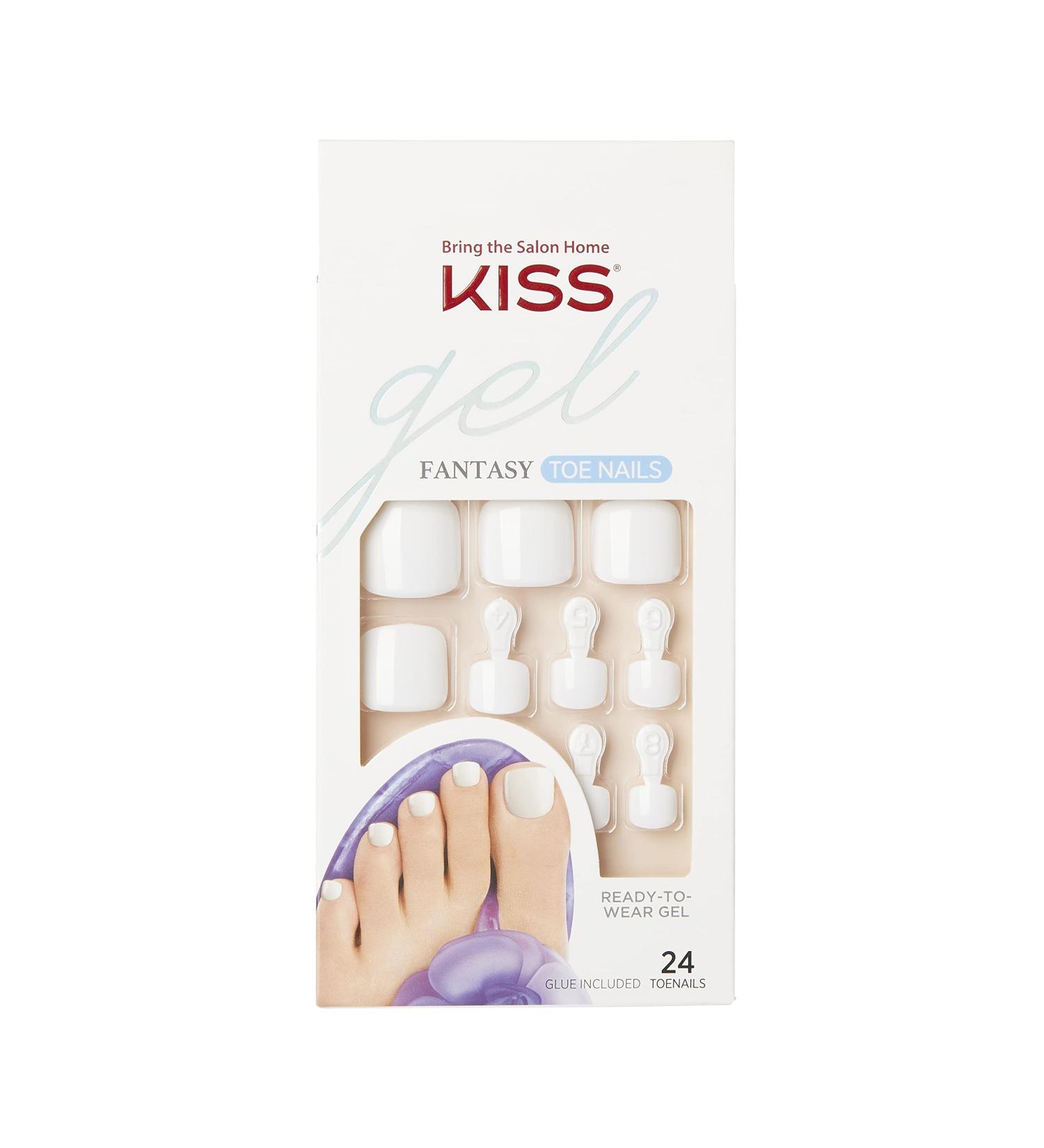 KISS Gel Fantasy Pedicure Set - Classic Style with Pink Gel Glue and White Toenails - Buy Online on GoSupps.com