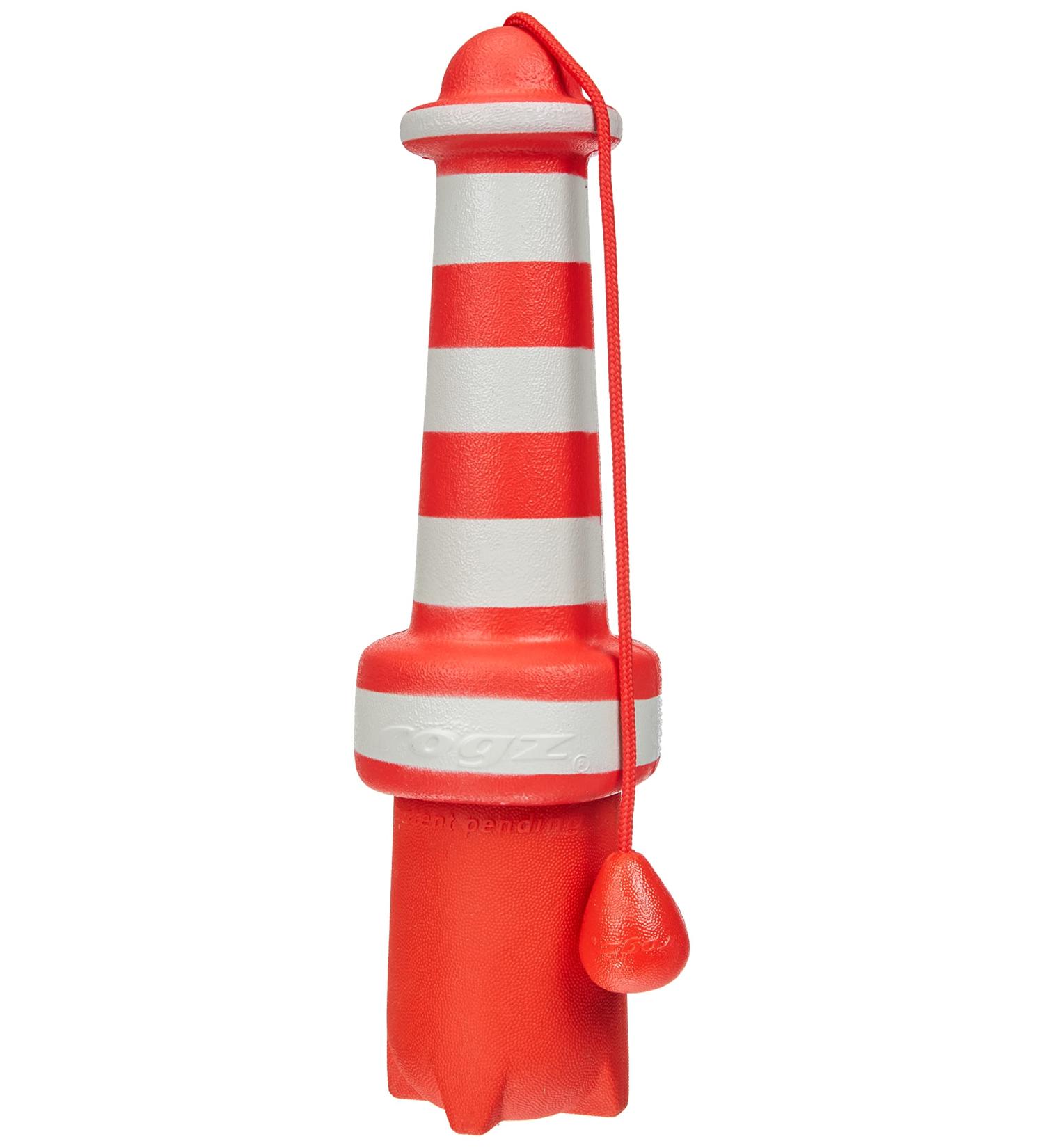 ROGZ LH02-C Lighthouse Dog Fetch Toy | Floating Throwing Toy - Red/White - Buy Online on GoSupps.com