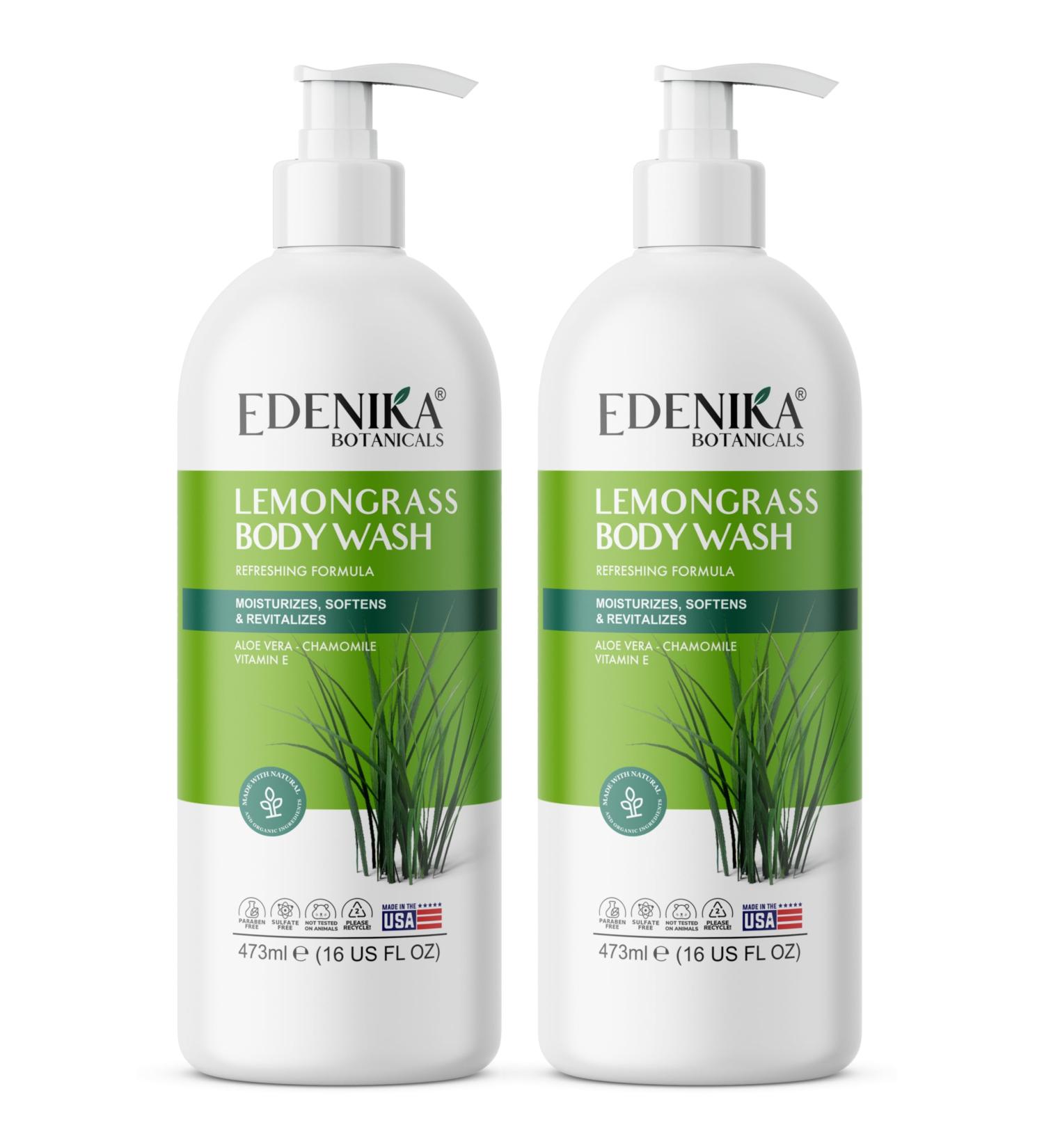 Lemongrass Body Wash with Vitamin E Cleanses Refreshes & Invigorates Shower Gel for Dry and Sensitive Skin Women & Men Organic & Natural 16 fl oz 2-Pack Lemongrass 16 Fl Oz (Pack of 2) - Buy Online on GoSupps.com