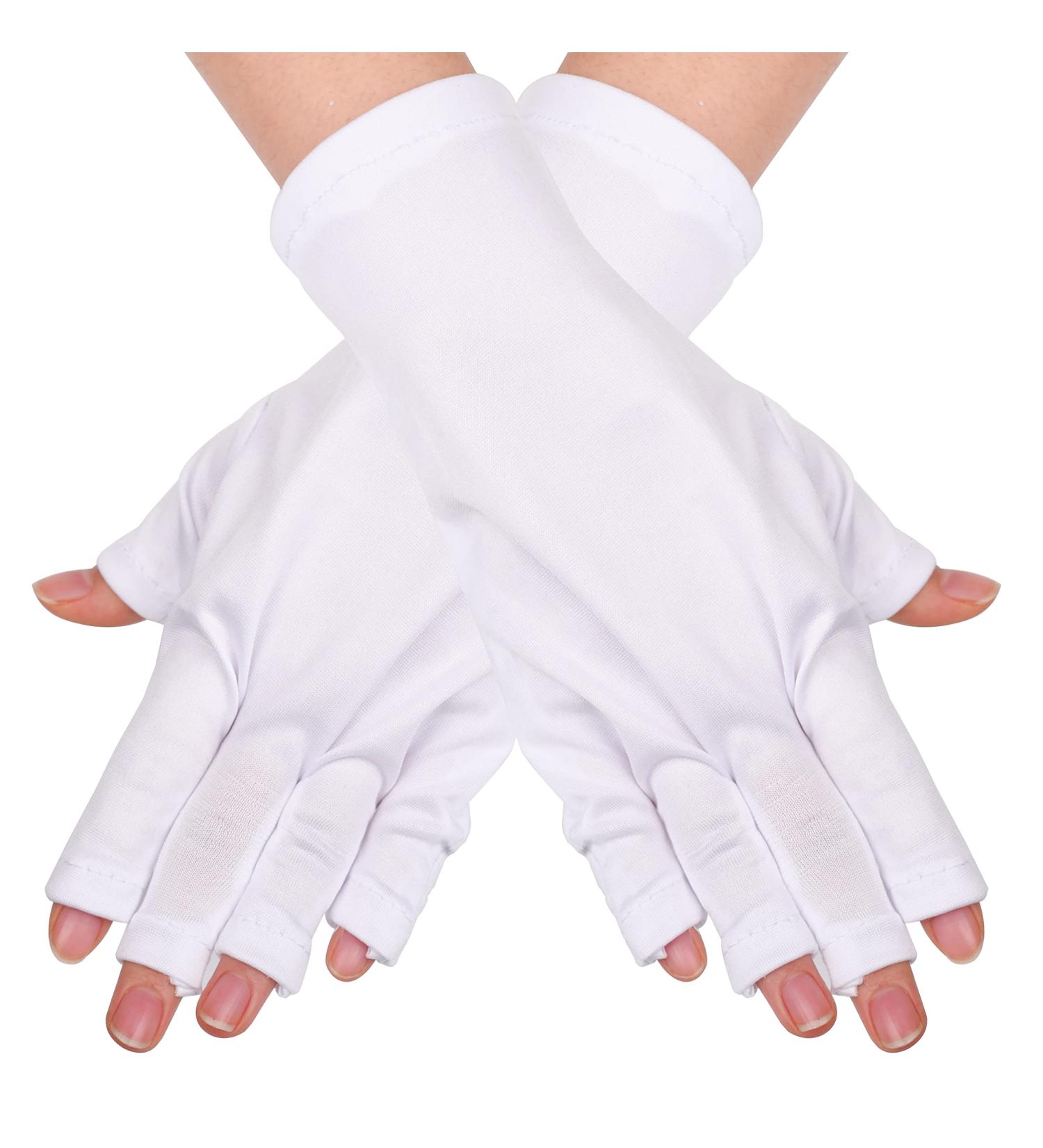 AOVNA 1 Pair Nail Gloves UV Protective Nail Gloves Fingerless Nail Gloves UV Shield Gloves for Nail Art Manicures (White) - Buy Online on GoSupps.com