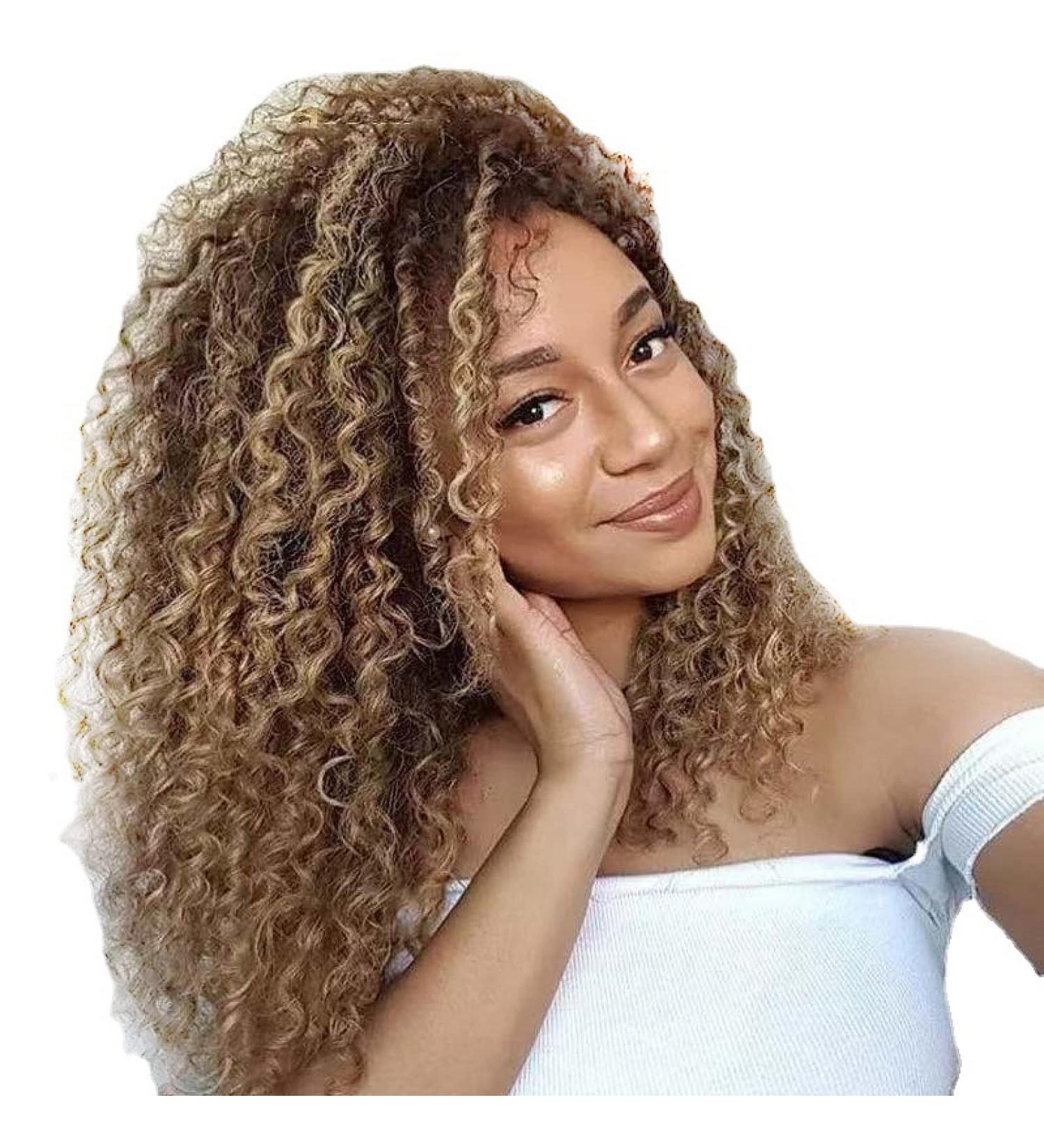 YBY Fashion Women's Long Curly Wigs - High-Temperature Synthetic Fiber Fluffy Volume Hair Cover - Buy Online on GoSupps.com