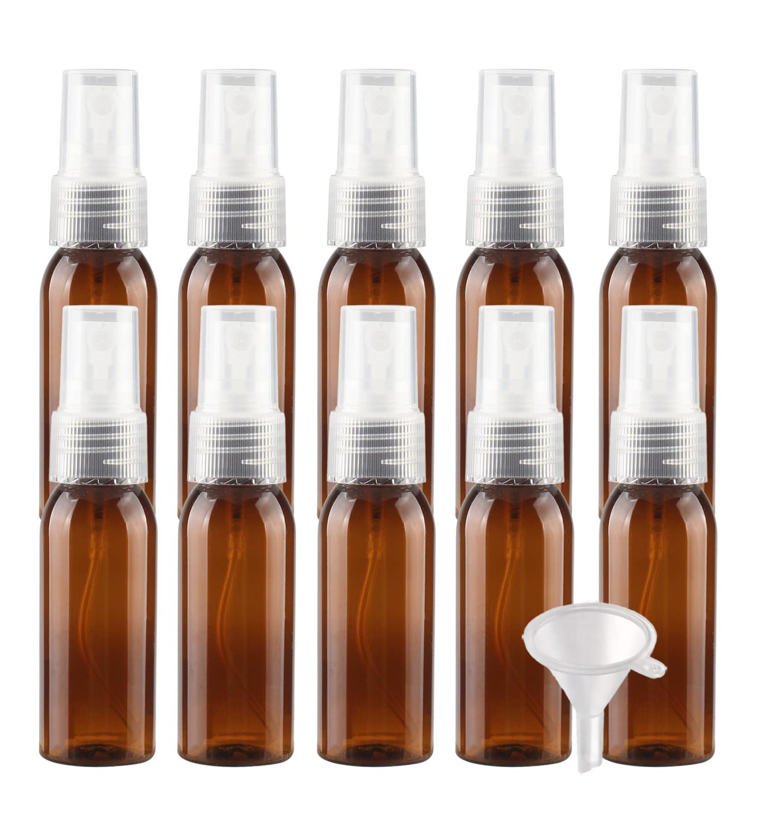 10 Pieces 30ml Brown Plastic Spray Bottles | Fine Fog Atomizers for Travel | Perfume & Cosmetics Bottles with 2x Funnels - Buy Online on GoSupps.com
