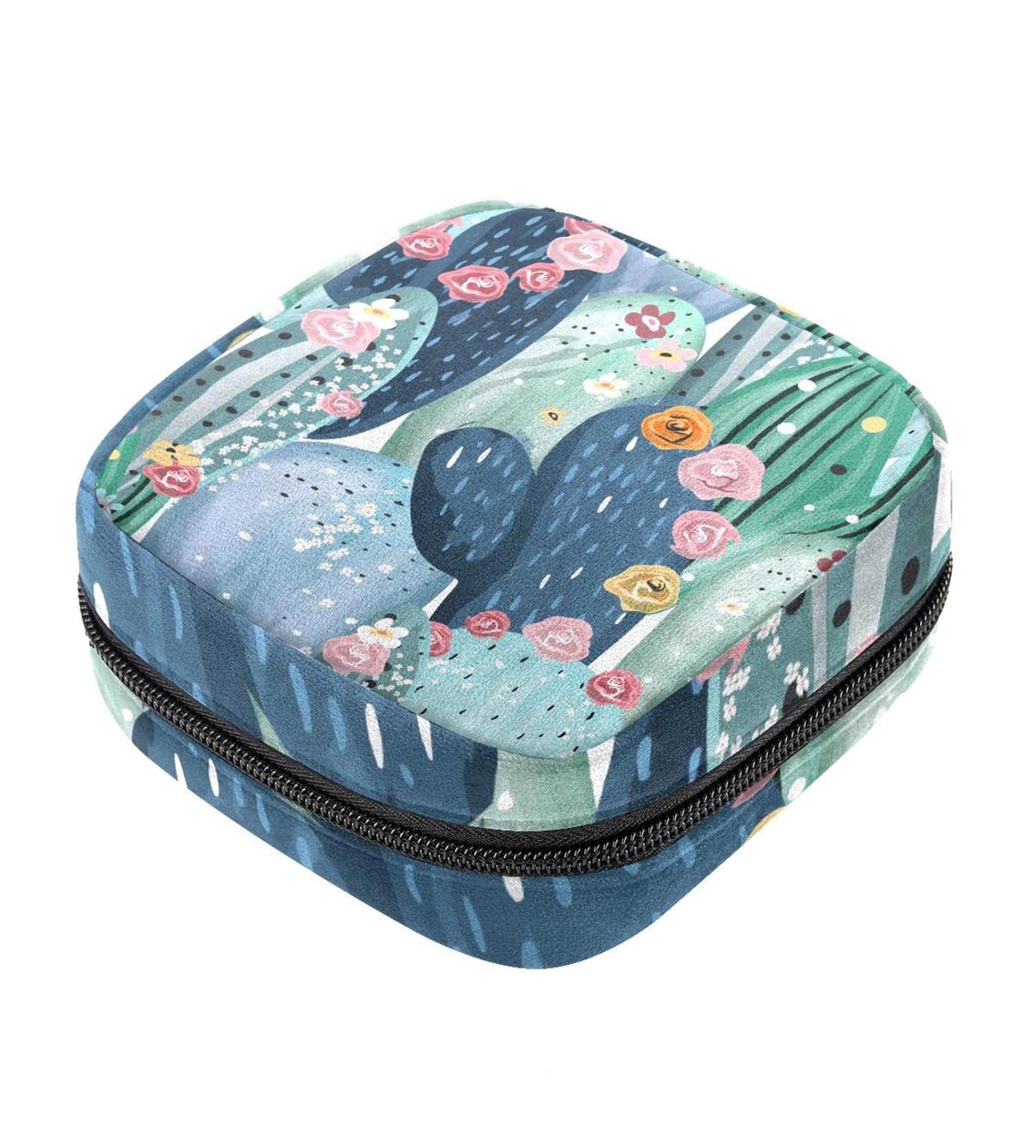 Stylish Cactus & Succulent Storage Bags | Women's Menstrual Pads & Portable Cups - Perfect for Teens & Girls - Buy Online on GoSupps.com