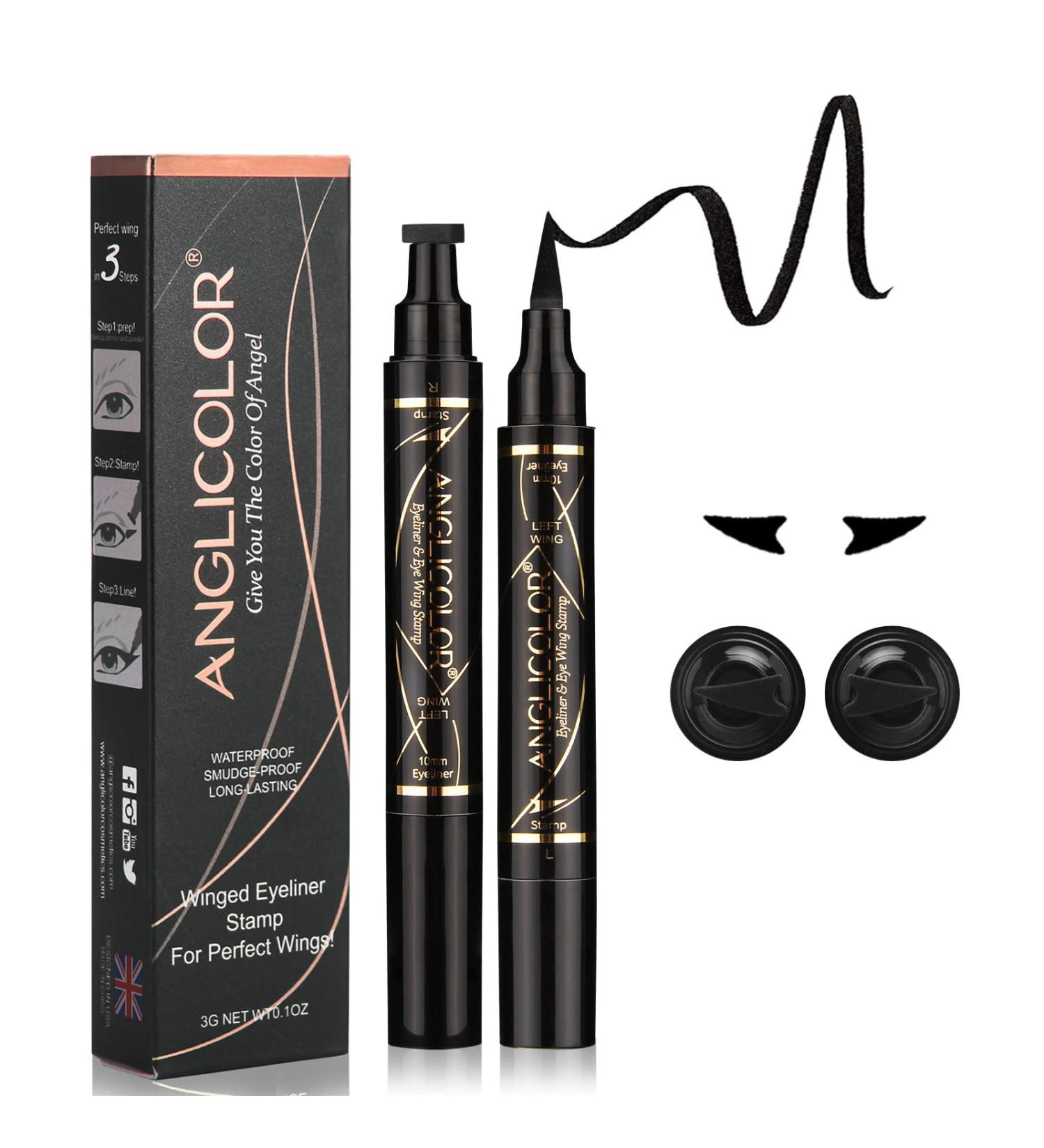 Anglicolor Wingliner Stamp - Black Liquid Eyeliner Pen for Women, Long-Lasting & Smudge-Proof - Easy to Use Winged Eyeliner Pencil (02) - Buy Online on GoSupps.com