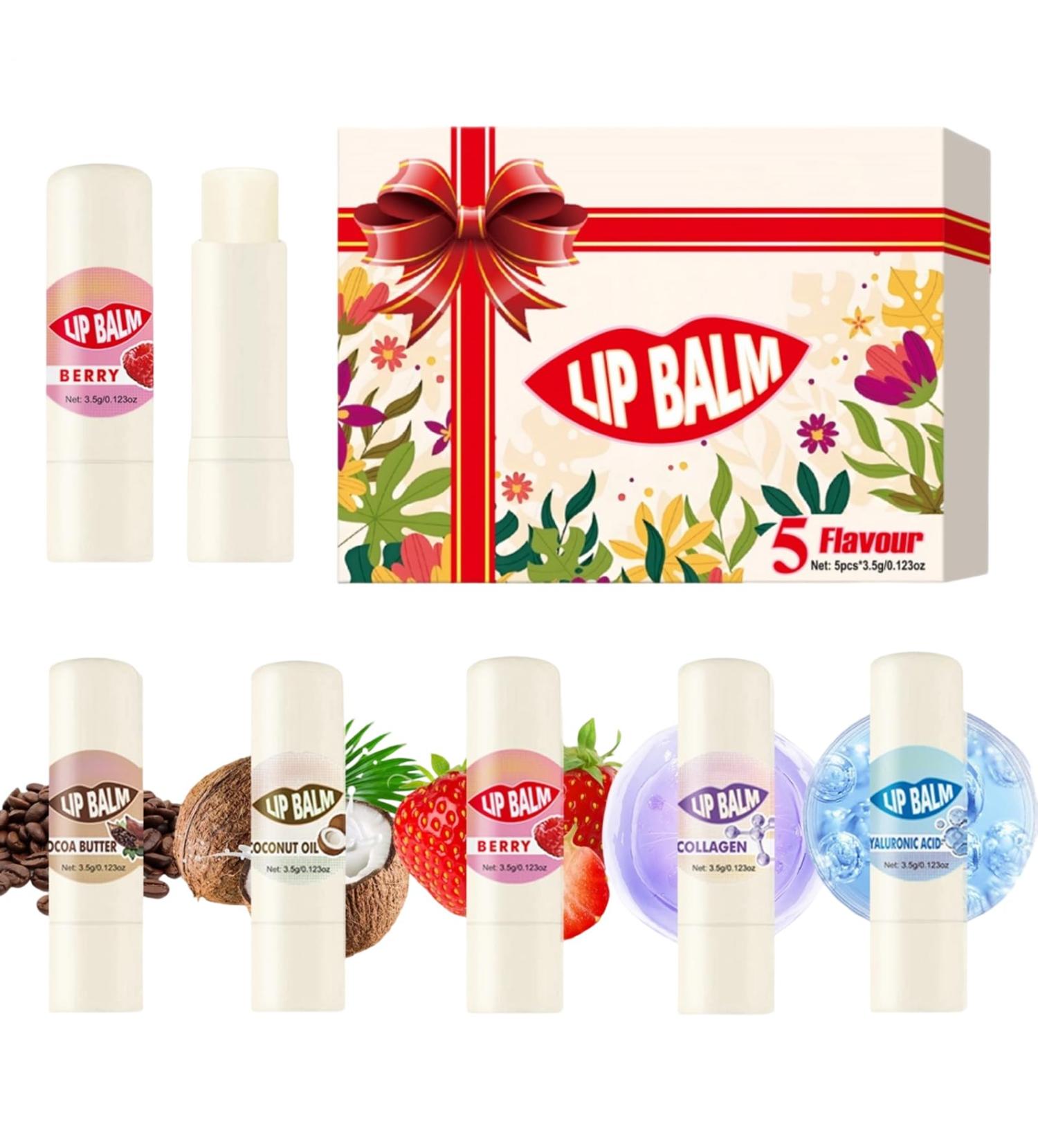 Viag Lip Balm Set | 5 Pieces Calming and Volumizing Lip Cream Emollient Balm for Moisturizing Polished Beauty Treatment Skin Protection Day and Night Care - Buy Online on GoSupps.com