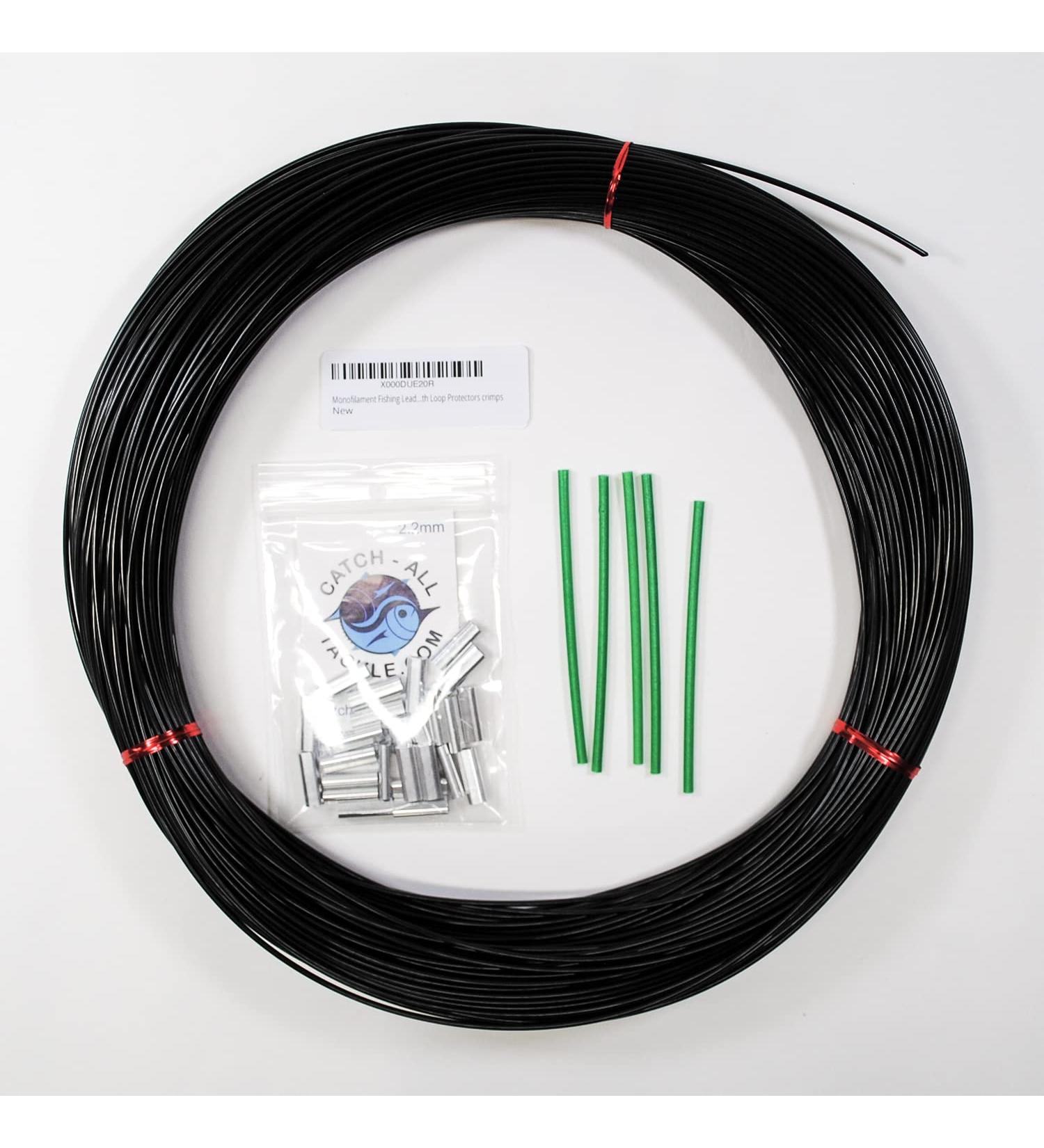 Monofilament Fishing Leader Kit 100yds 2.0mm-400lb Black with Loop Protectors crimps