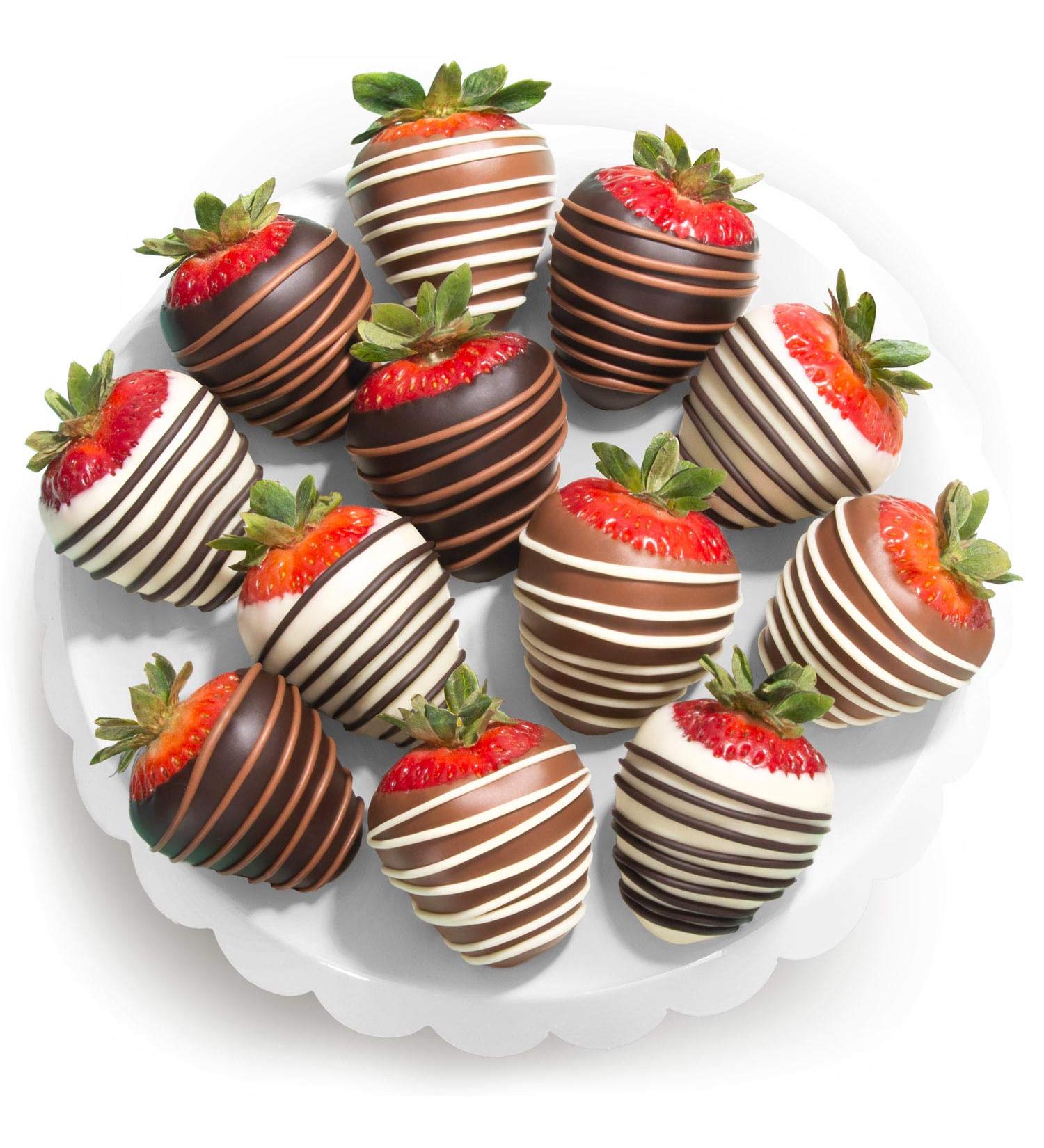 Golden State Fruit Chocolate Covered Strawberries 12 Dark/Milk/White Delight