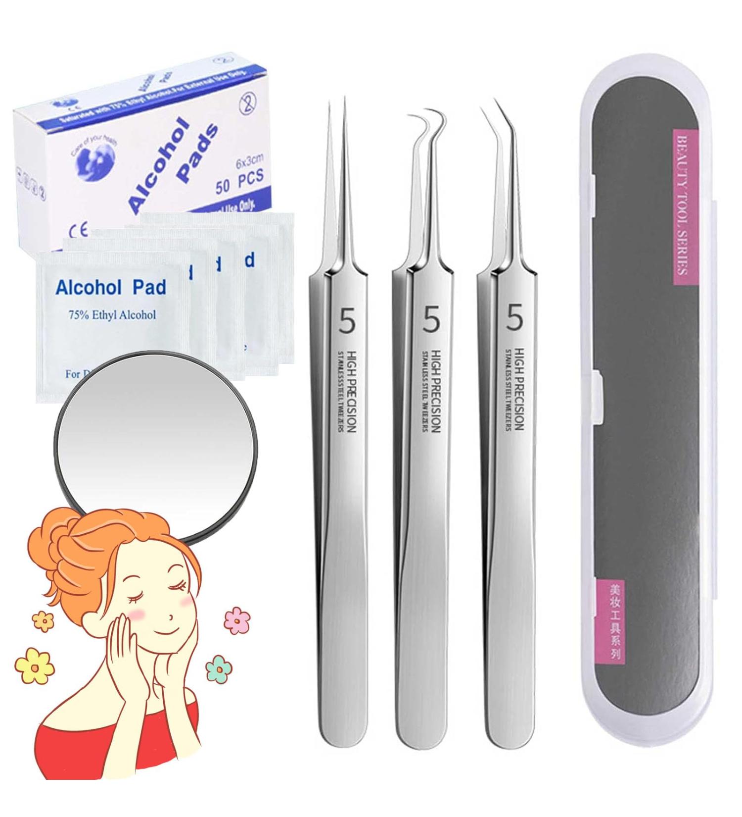 Usiveinborn Blackhead Remover Usiveinborn Tweezers Professional Stainless Steel Facial Blackhead Remover Tweezers Professional Facial Blackhead Remover Tweezers (Set-A) - Buy Online on GoSupps.com