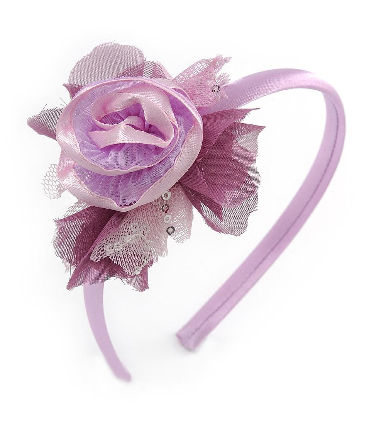 Thin Pink Silk Rose Flower Alice/Hair Band/HeadBand - Buy Online on GoSupps.com