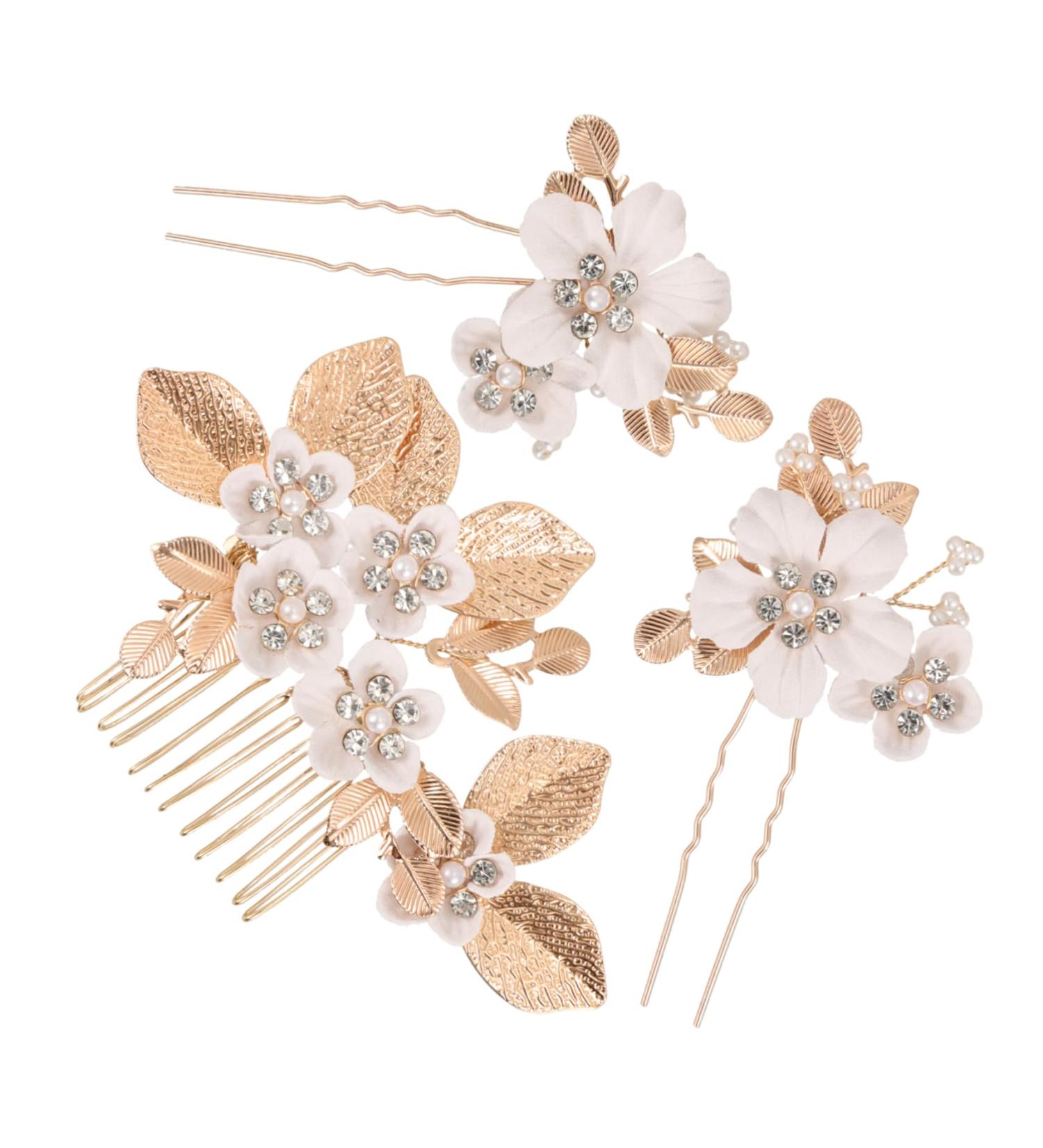 PLAFOPE 1 Set Leaves and Flowers Hair Comb Hair Comb Clip Girl Headpieces for Wedding Decorative Hair Combs Hair Accessories for Women Headpiece for Wedding Decoration Bridal Headpiece - Buy Online on GoSupps.com